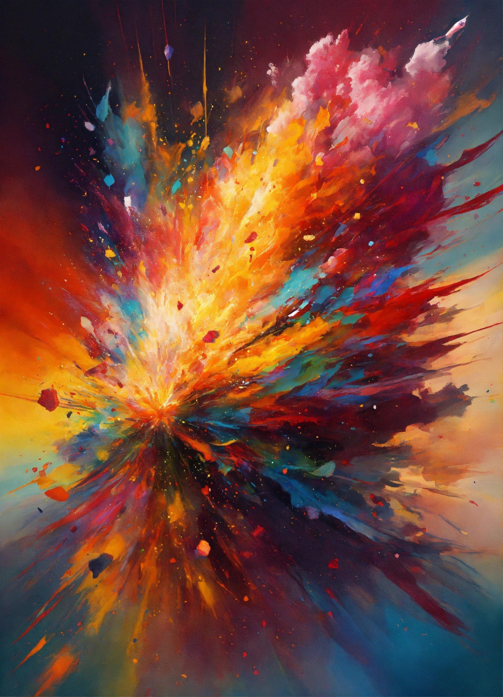 A Painting Of A Colorful Explosion Of Colors