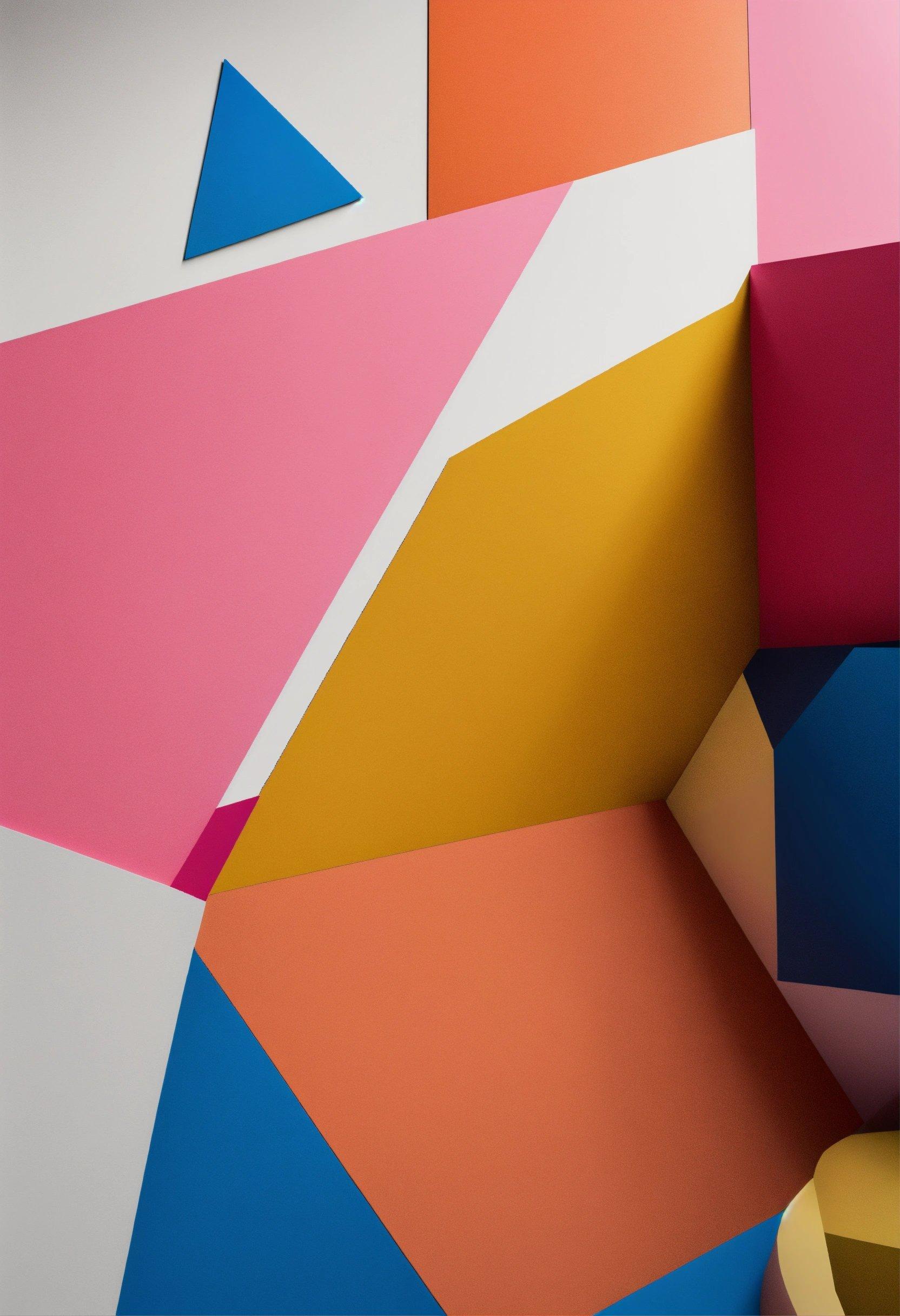 A Painting Of A Colorful Geometric Design On A Wall