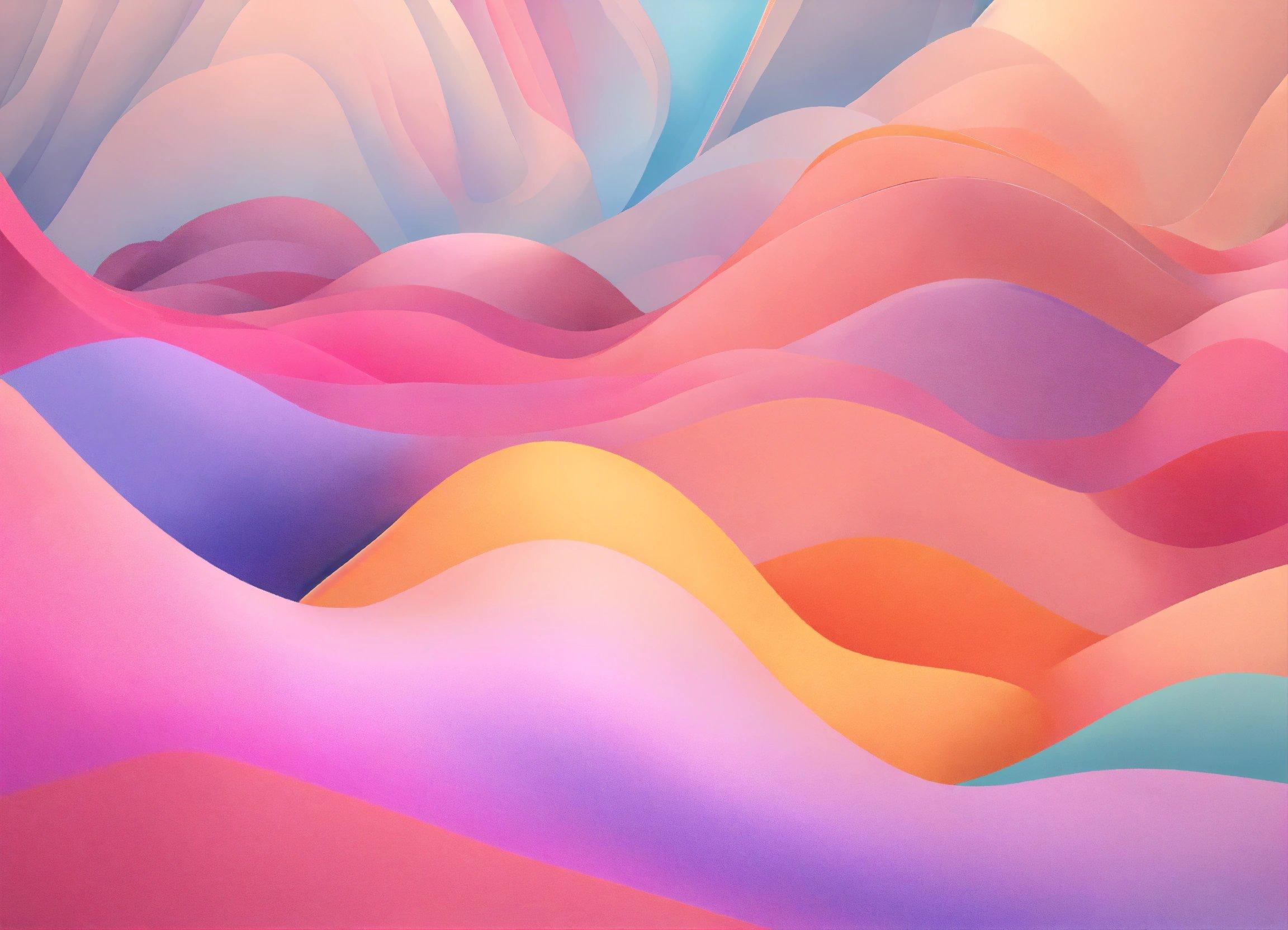 A Painting Of A Colorful Mountain Landscape