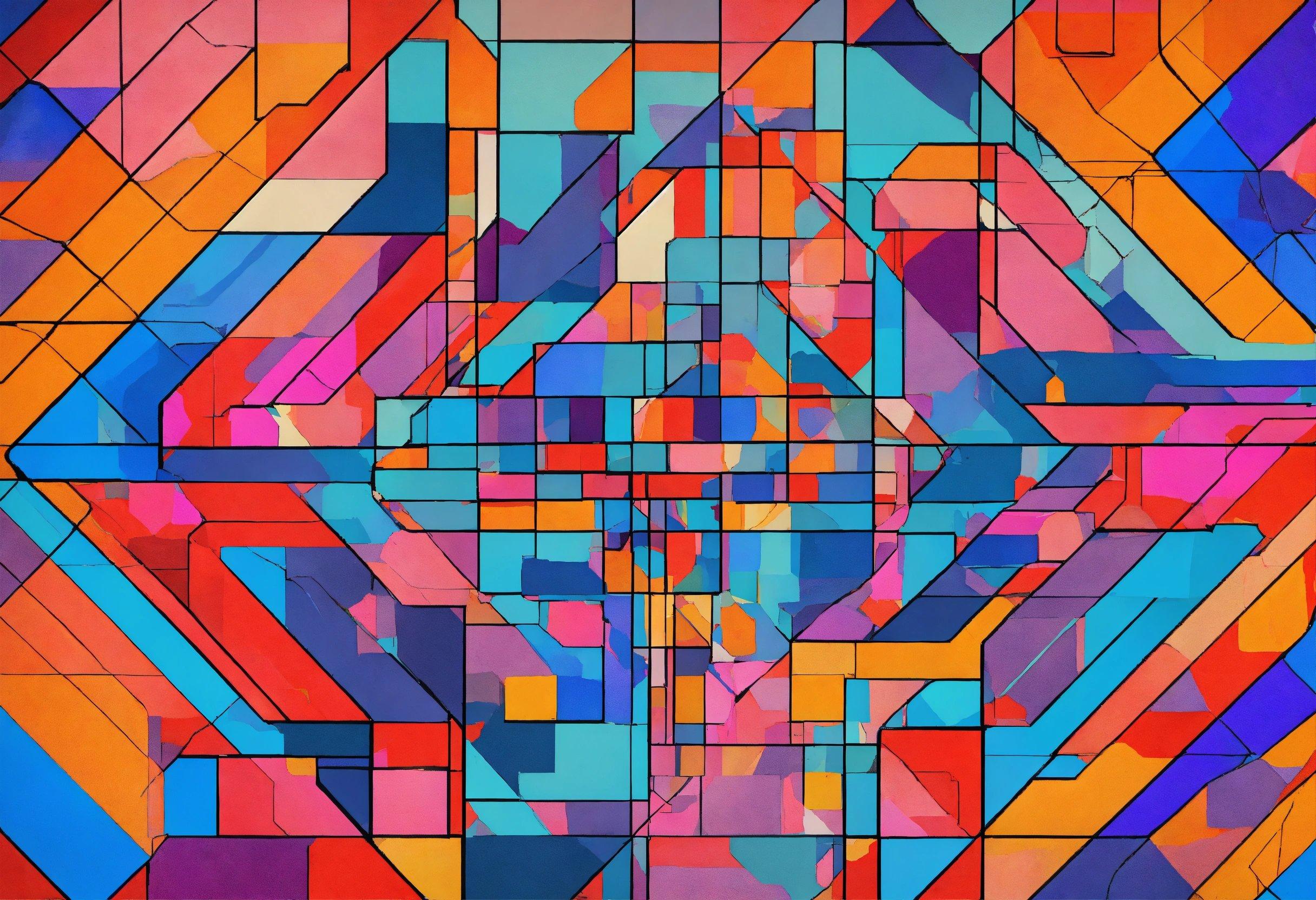 A Painting Of A Colorful Pattern Of Squares