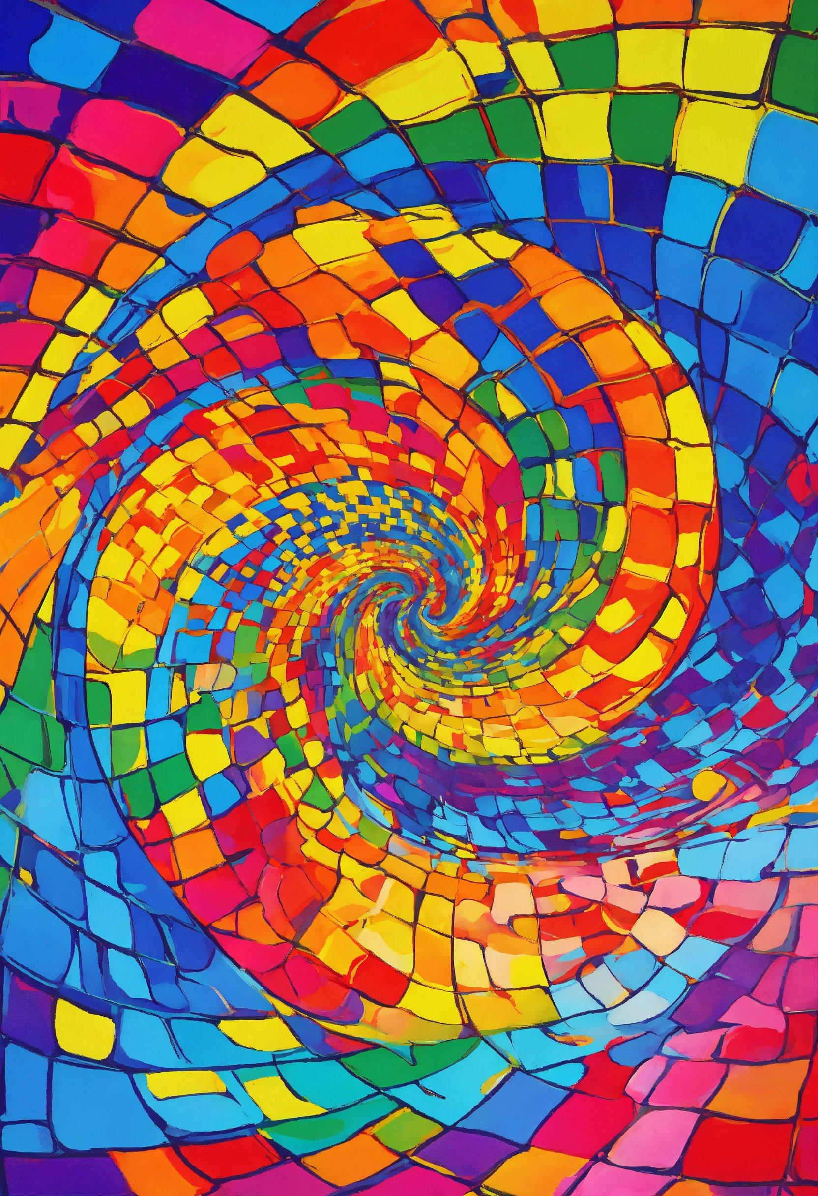 A Painting Of A Colorful Spiral Design