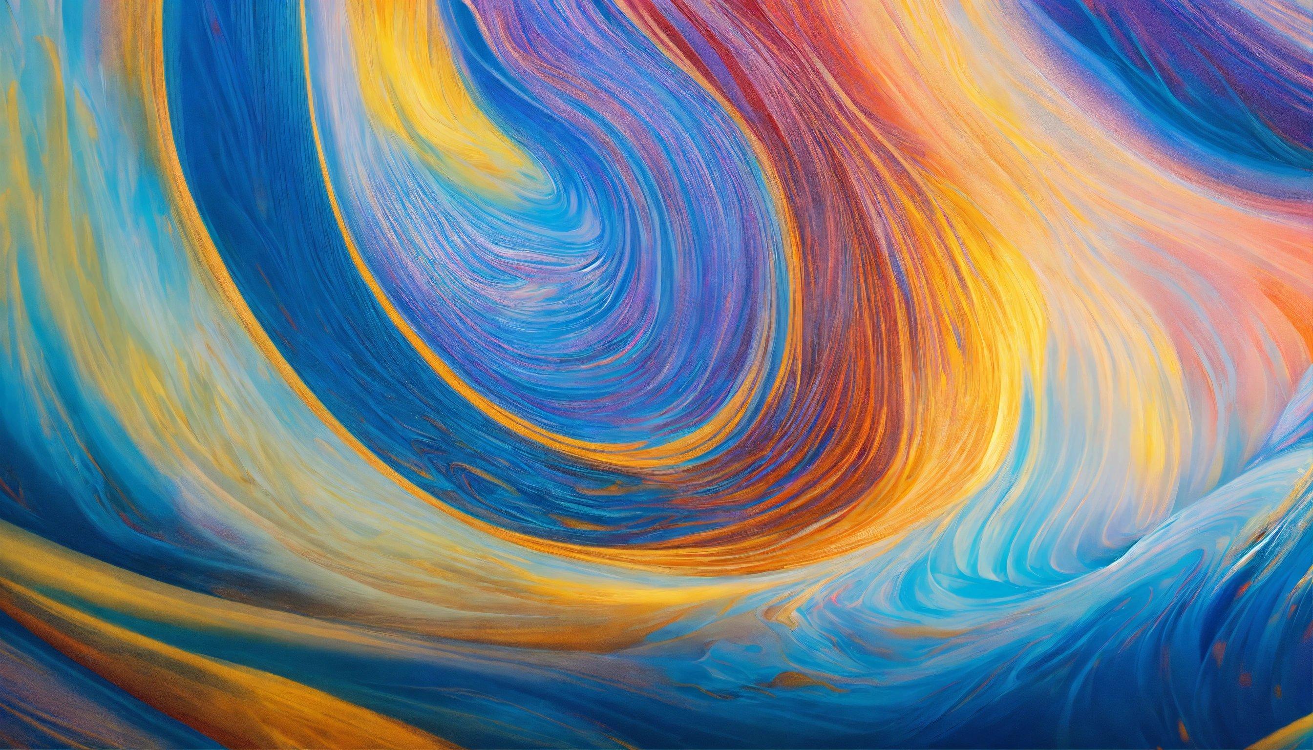 A Painting Of A Colorful Swirl In Blue, Yellow, And Orange