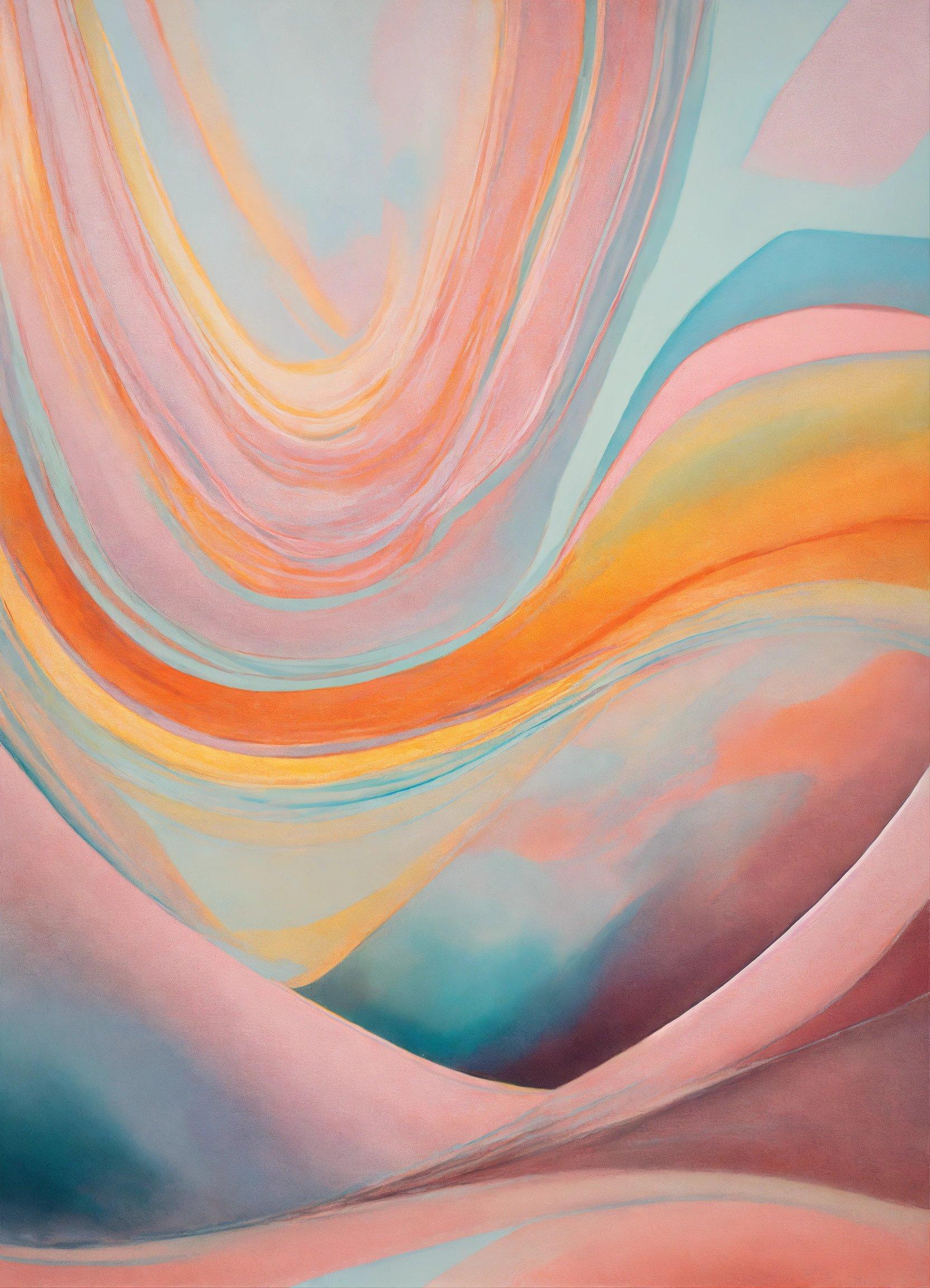 A Painting Of A Colorful Swirl In Pastel Colors