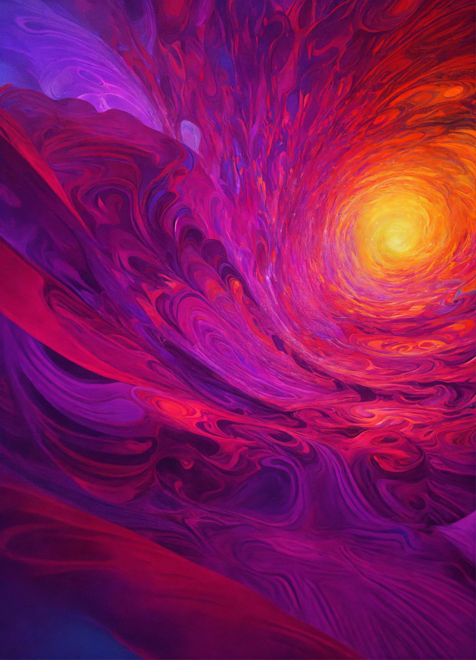 A Painting Of A Colorful Swirl In Purple And Red