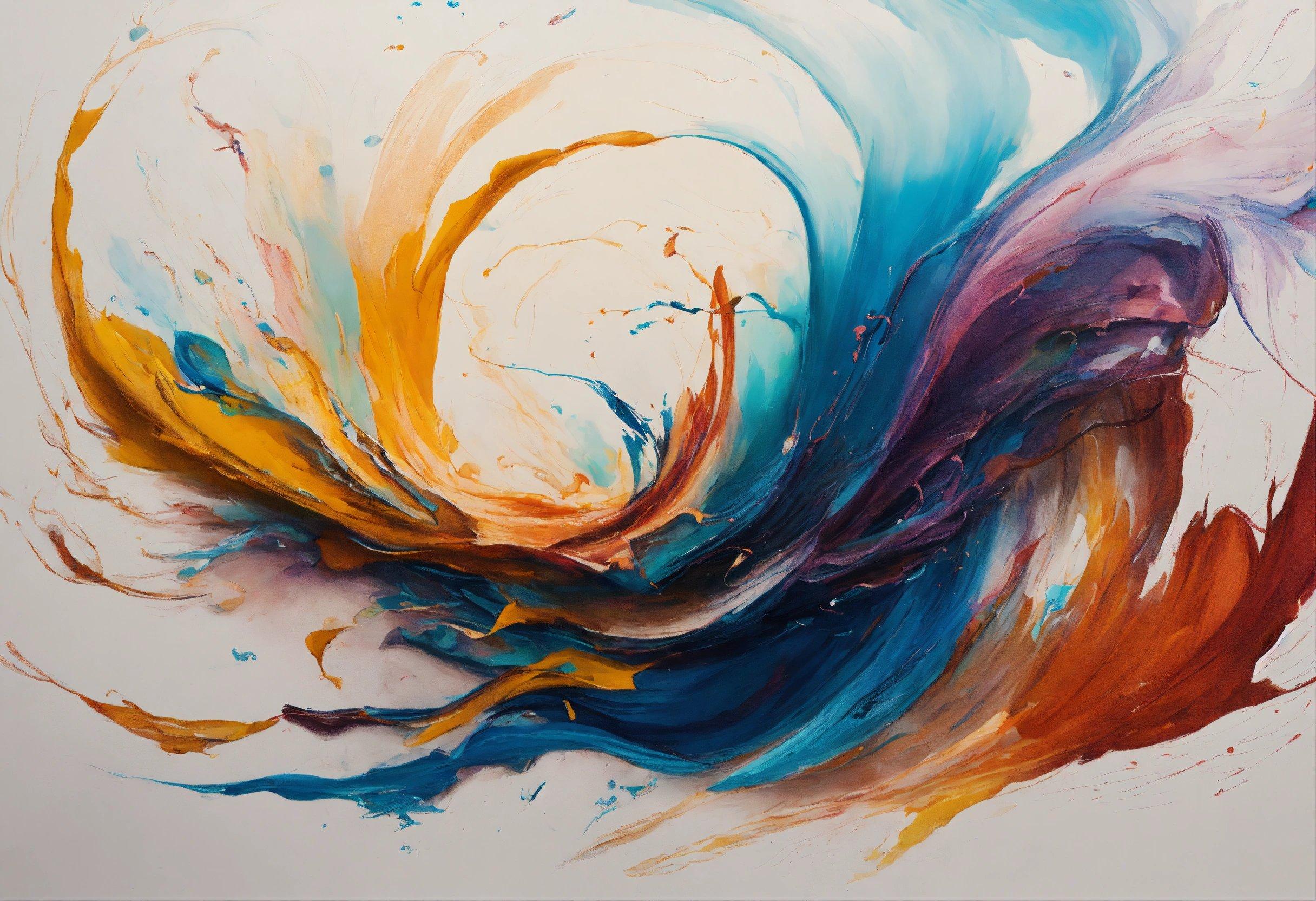 A Painting Of A Colorful Swirl On A White Background