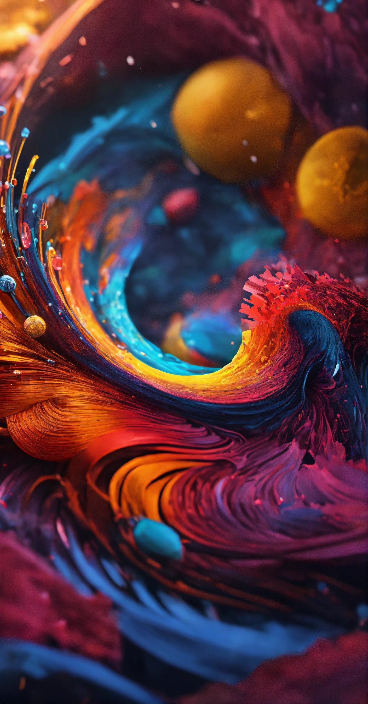 A Painting Of A Colorful Swirl With Blue, Yellow, And Red Colors