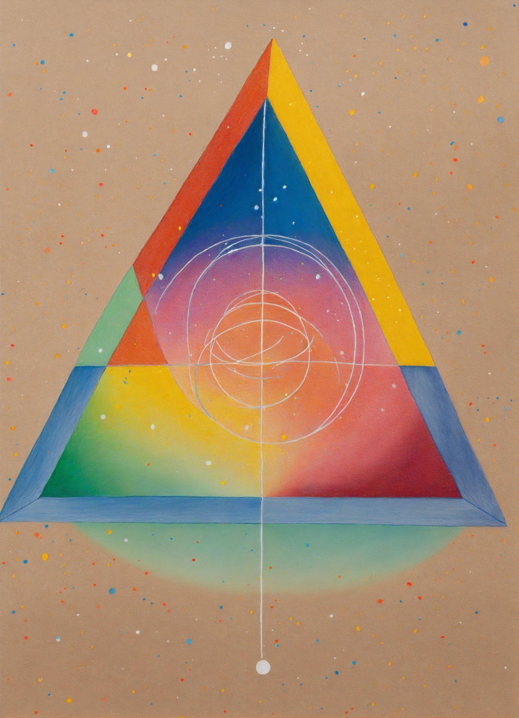 A Painting Of A Colorful Triangle With A Spiral In The Center