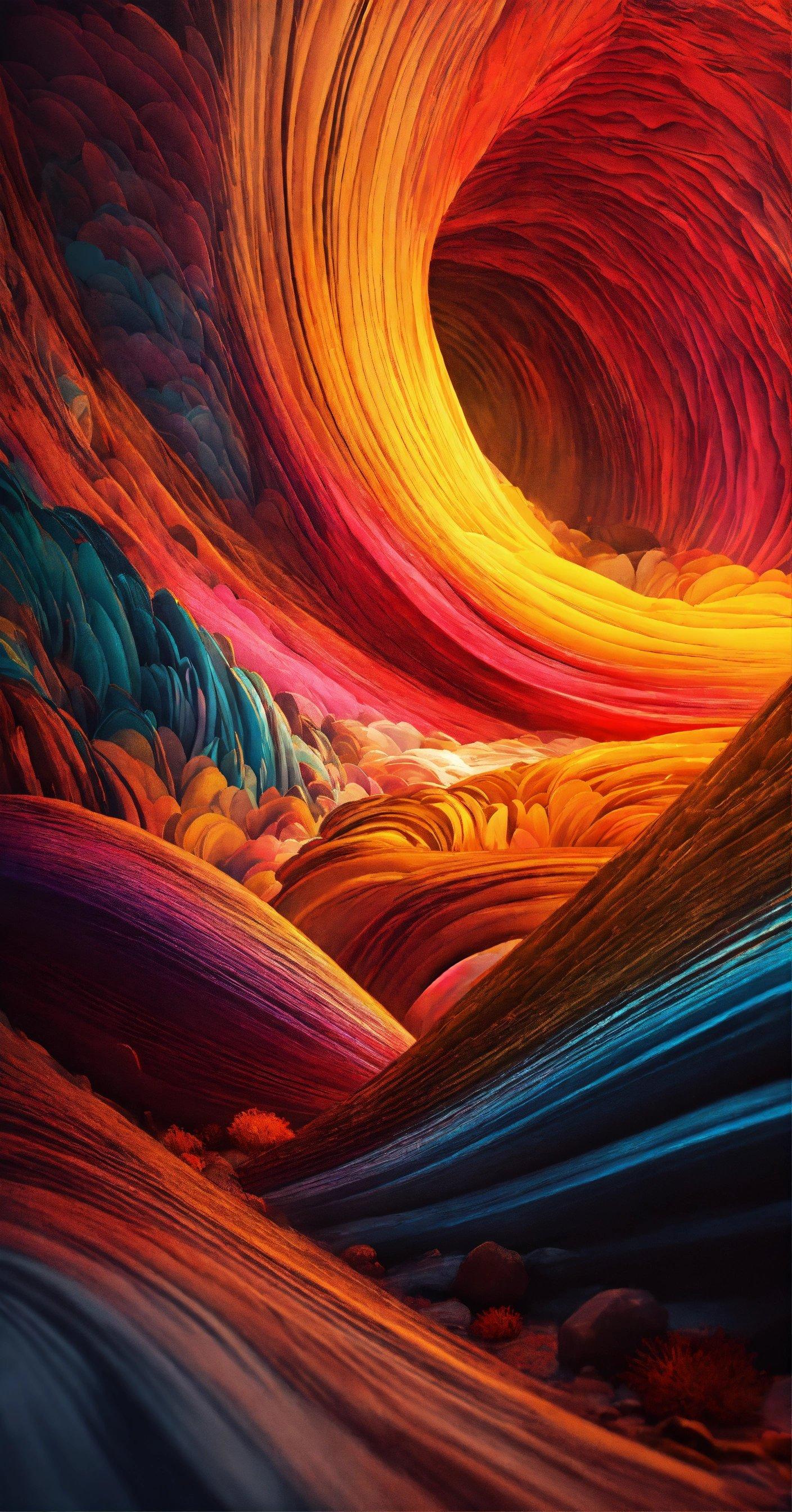 A Painting Of A Colorful Wave Of Colors