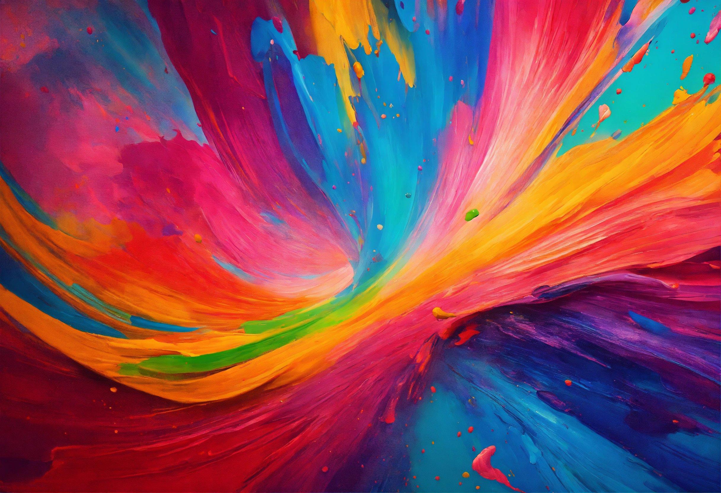 A Painting Of A Colorful Wave Of Paint