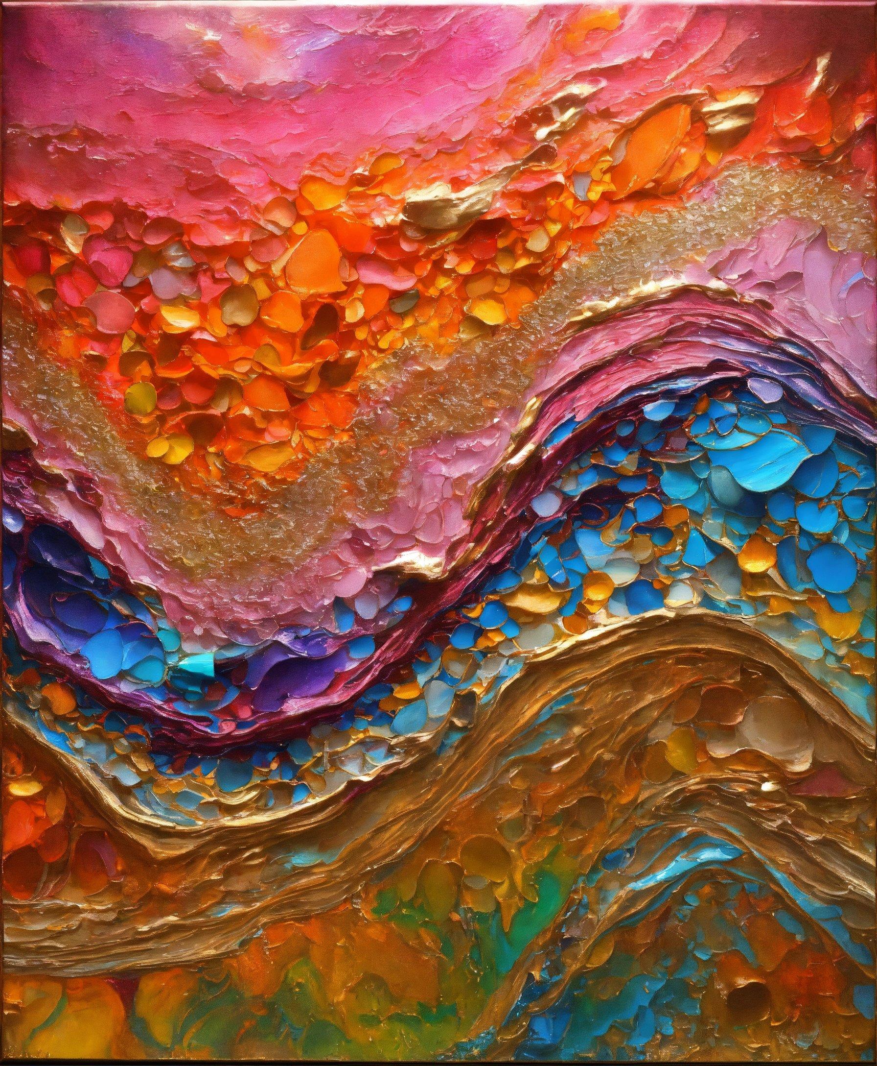 A Painting Of A Colorful Wave With Lots Of Colors