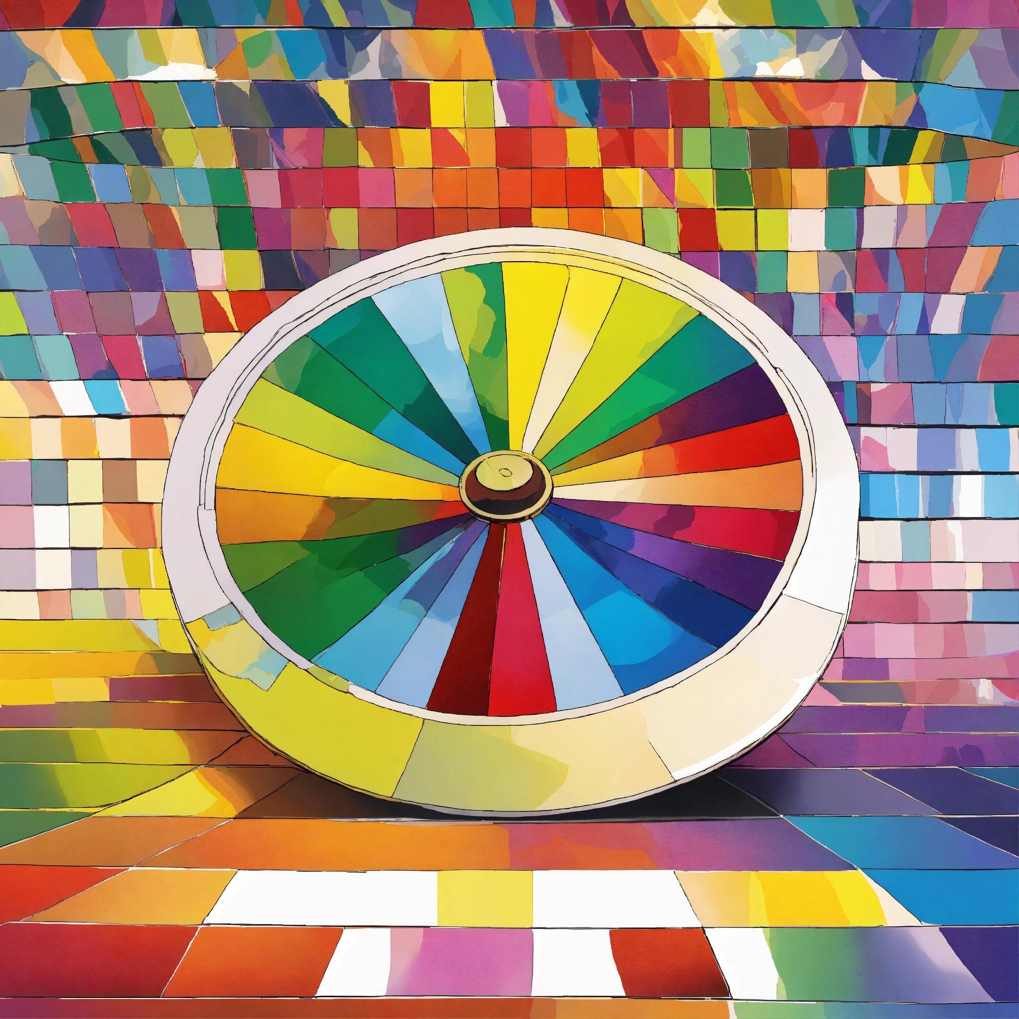 A Painting Of A Colorful Wheel Of Fortune