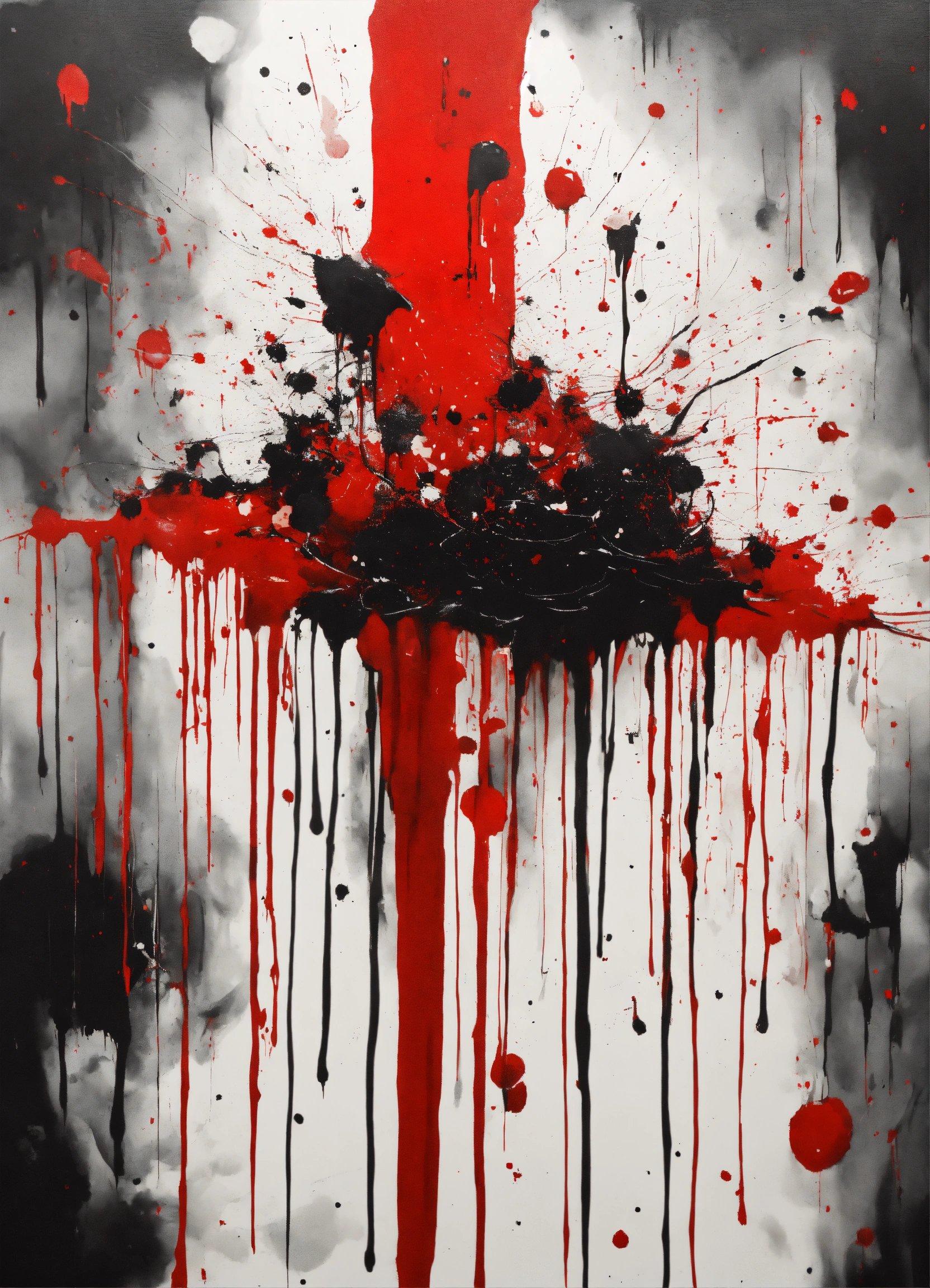 A Painting Of A Cross Covered In Blood