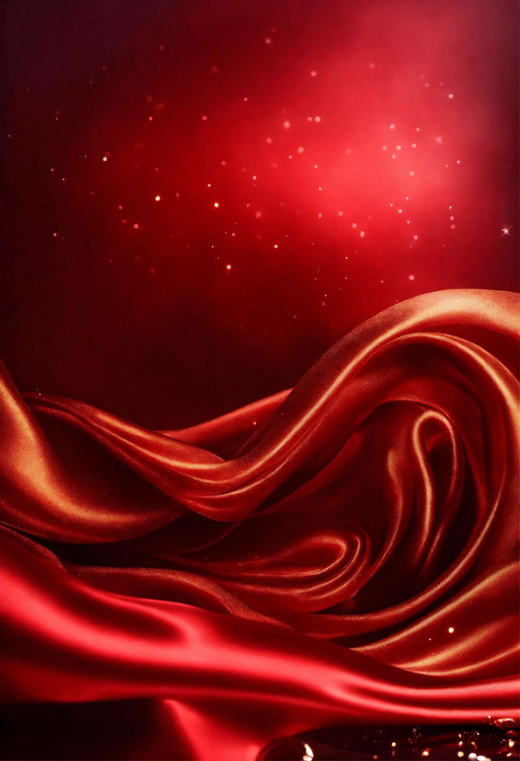 A Painting Of A Flowing Red Cloth