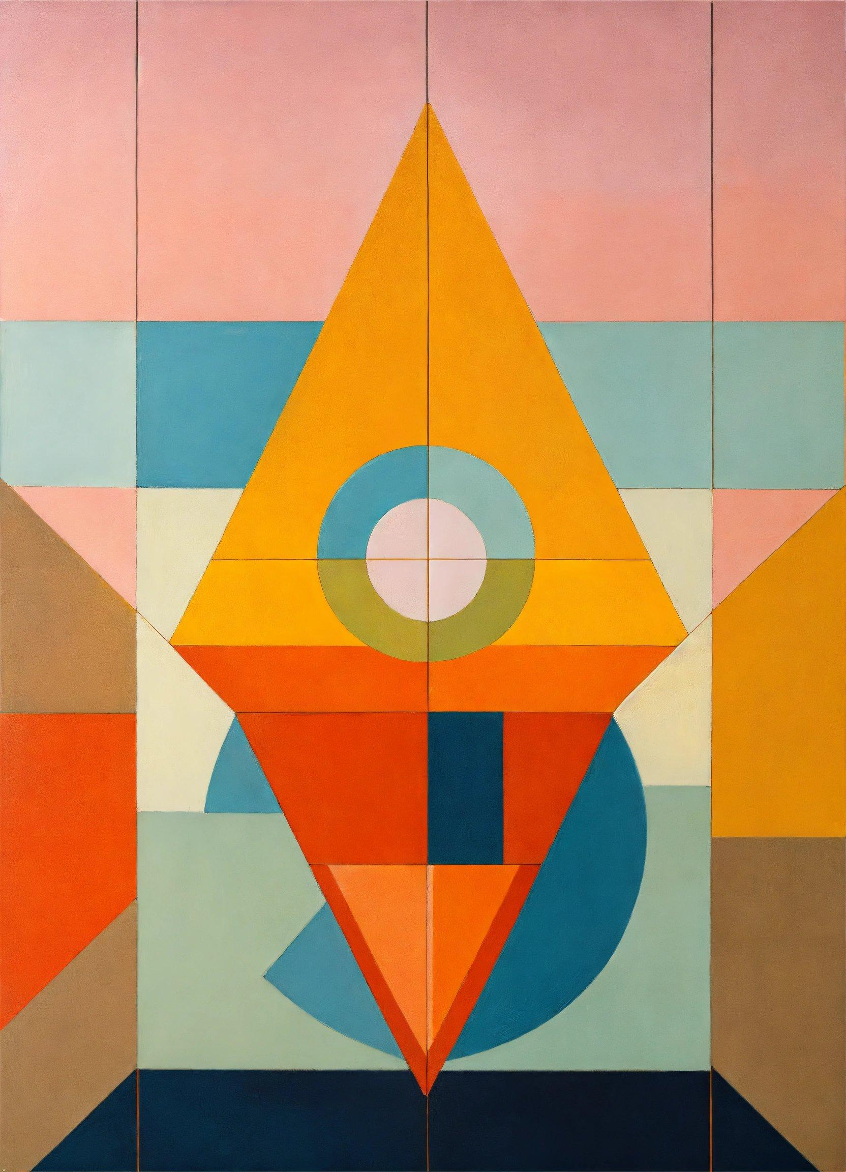 A Painting Of A Geometric Design On A Wall