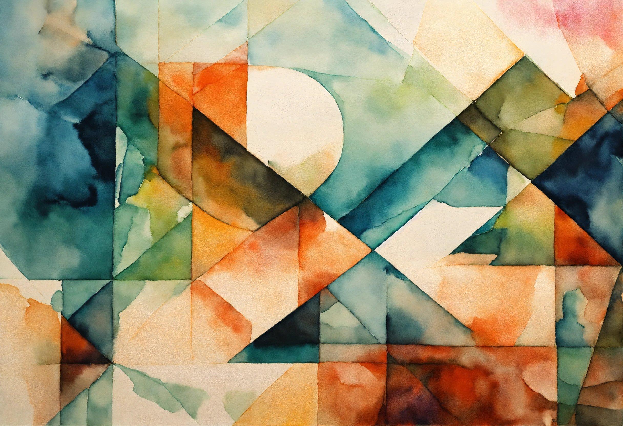 A Painting Of A Geometric Design With Many Colors