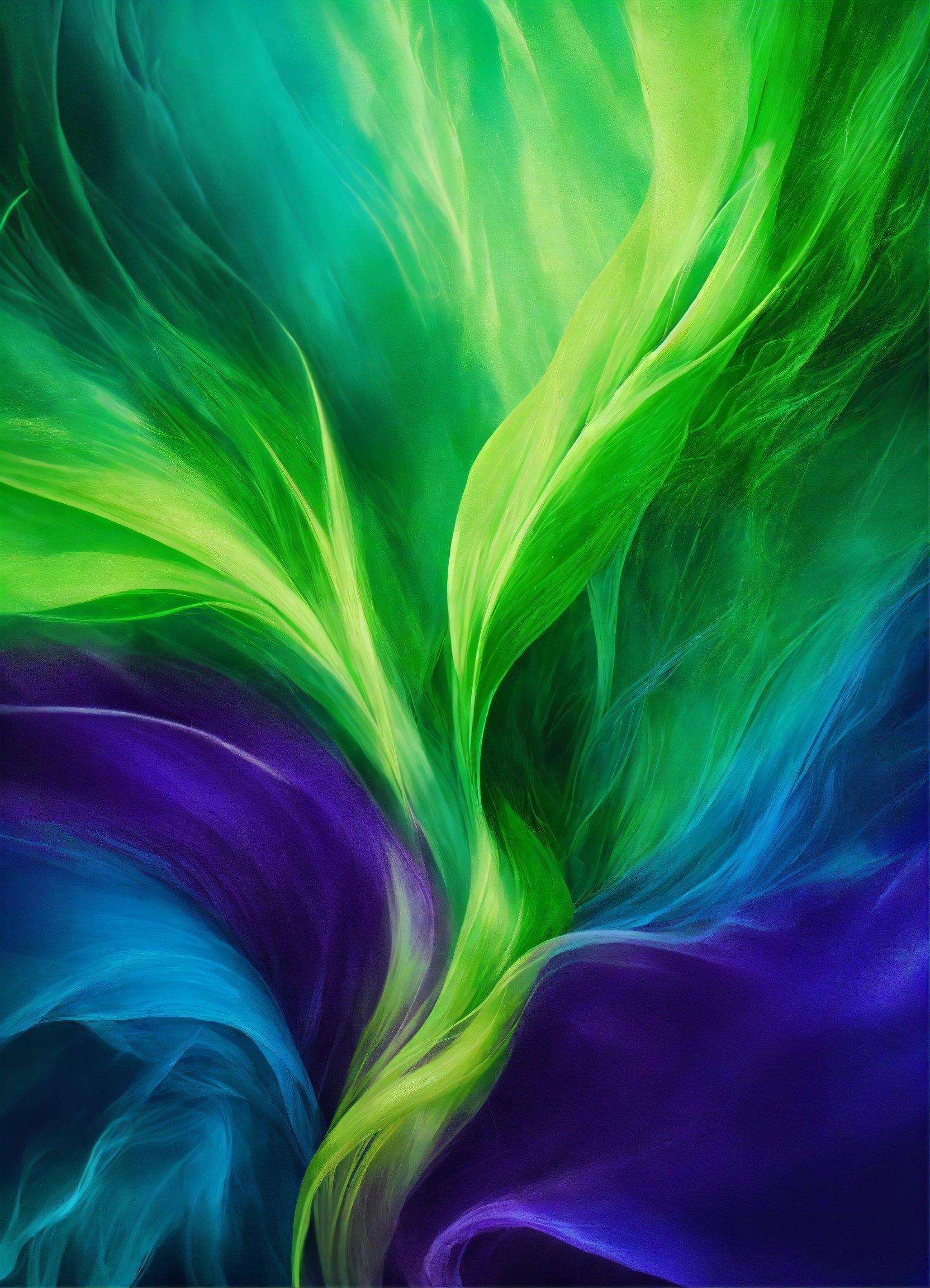 A Painting Of A Green And Blue Swirl