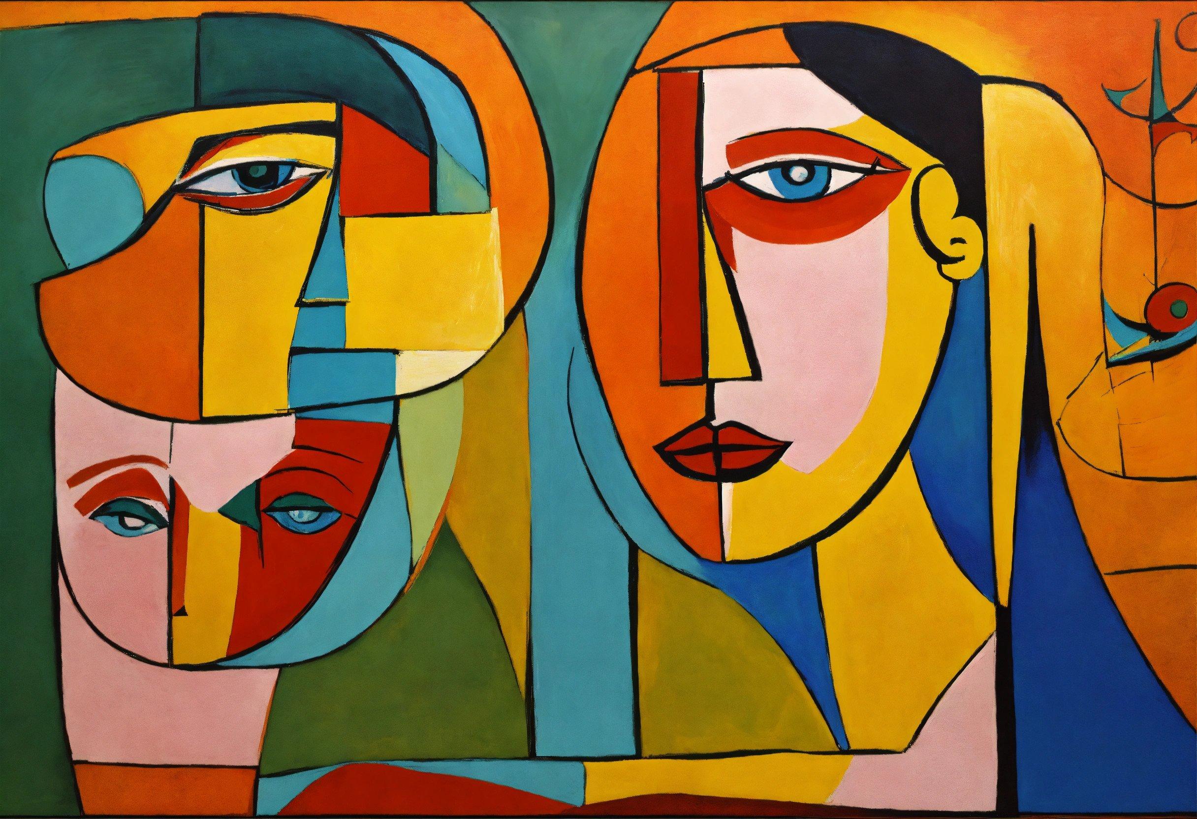 A Painting Of A Group Of People With Blue Eyes