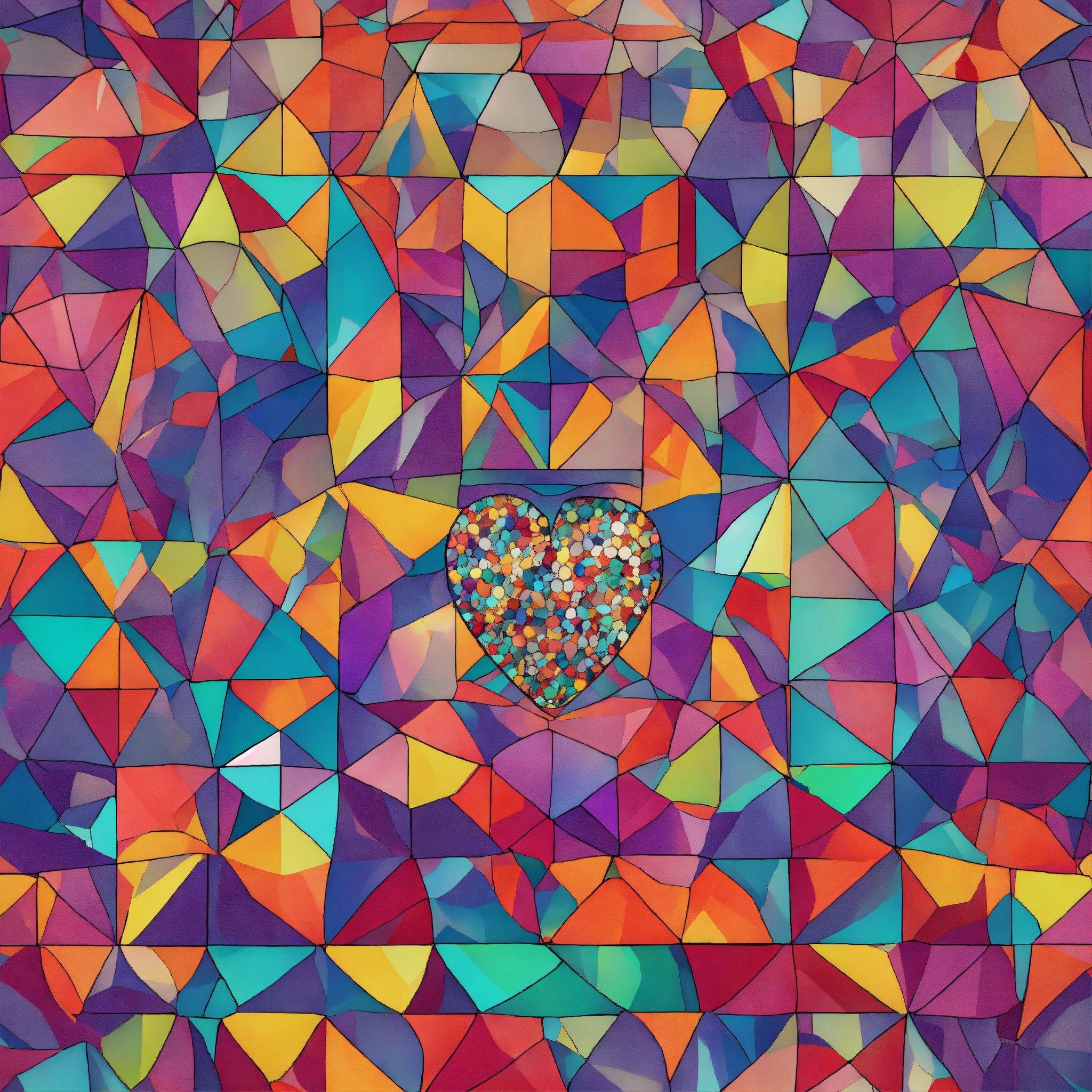 A Painting Of A Heart On A Colorful Background