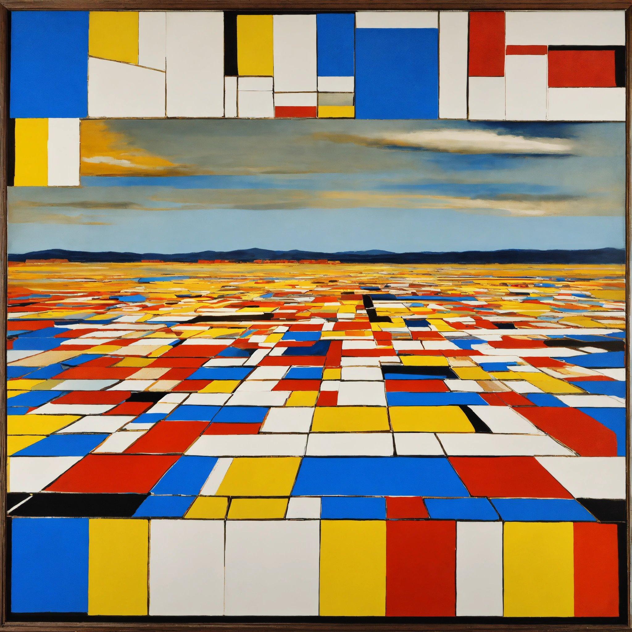 A Painting Of A Landscape Made Up Of Squares