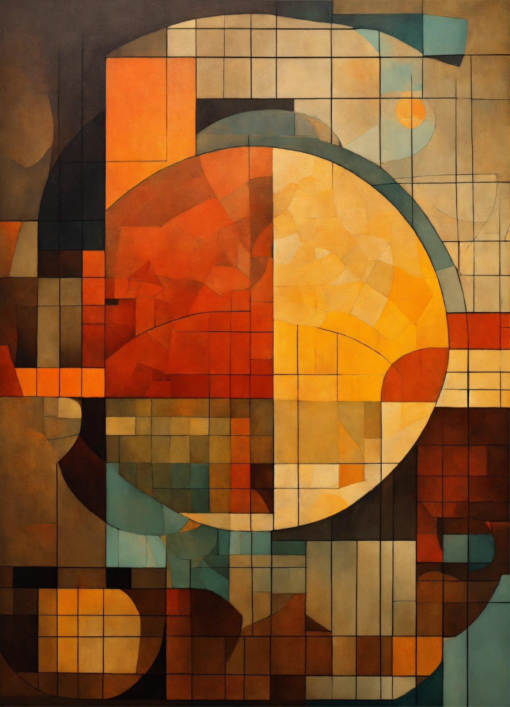 A Painting Of A Large Orange And Yellow Circle