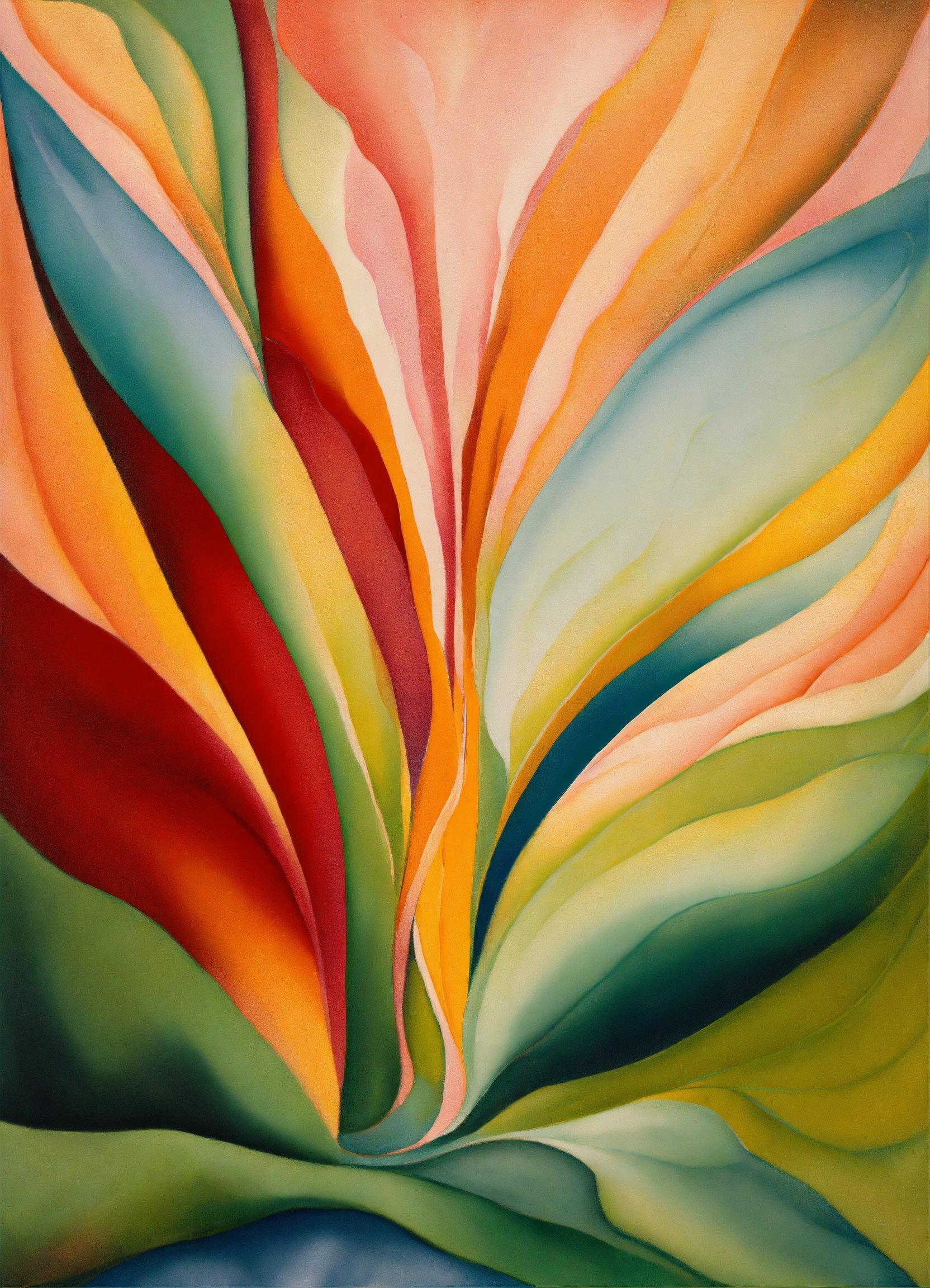 A Painting Of A Leaf With Many Colors