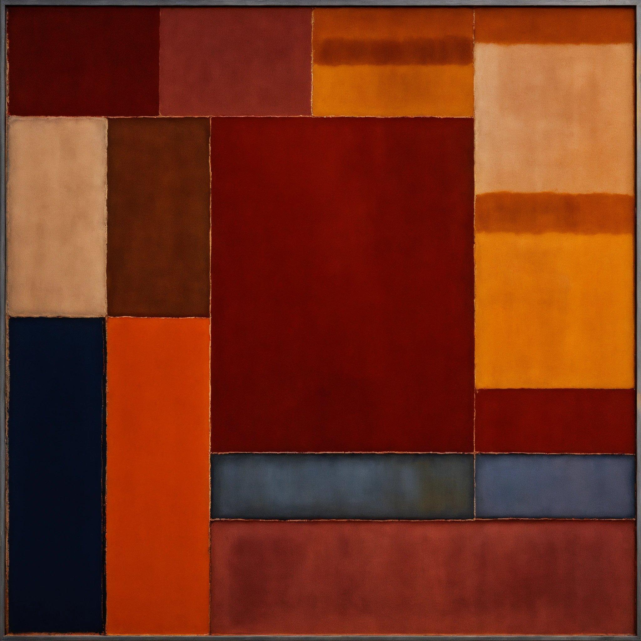 A Painting Of A Multicolored Area With Squares And Rectangles