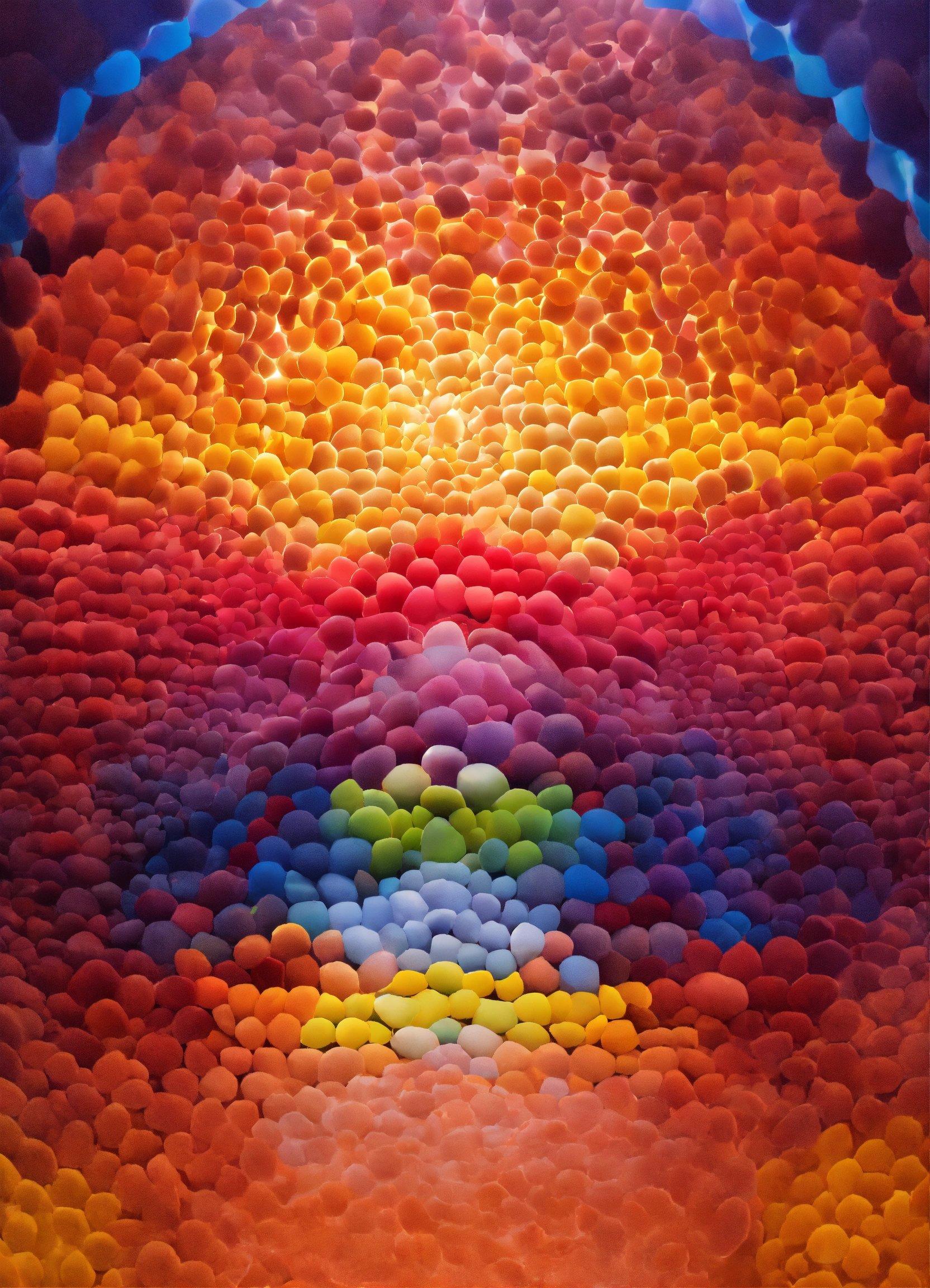 A Painting Of A Multicolored Circle Of Bubbles