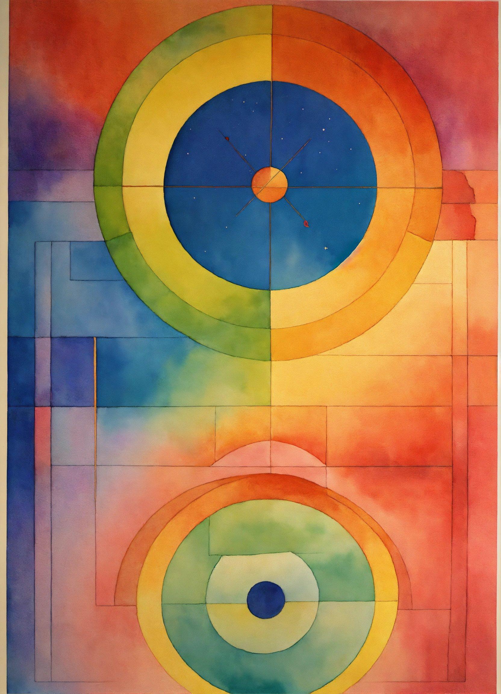 A Painting Of A Multicolored Circle With A Blue Center