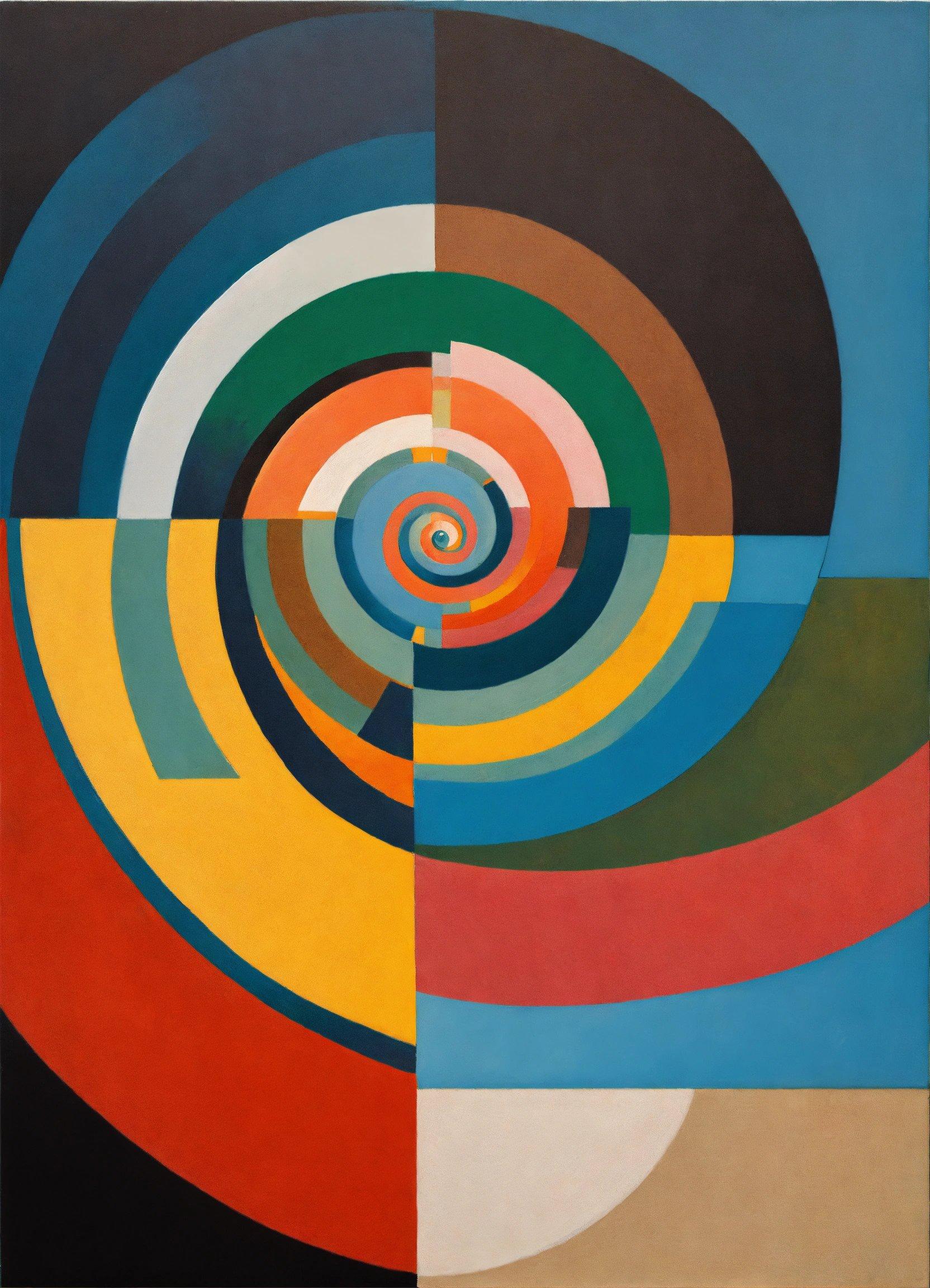 A Painting Of A Multicolored Circular Design