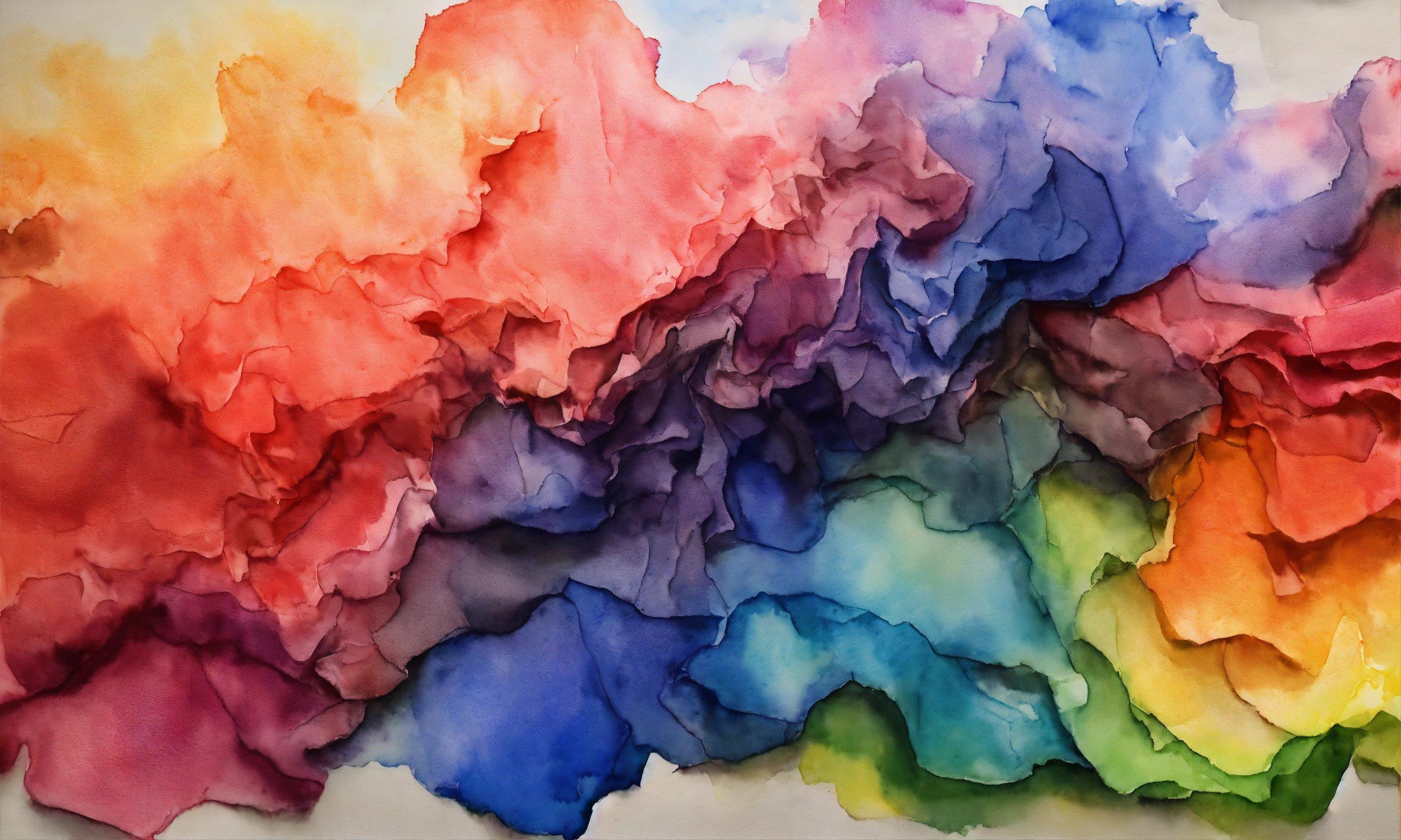 A Painting Of A Multicolored Cloud Of Watercolors