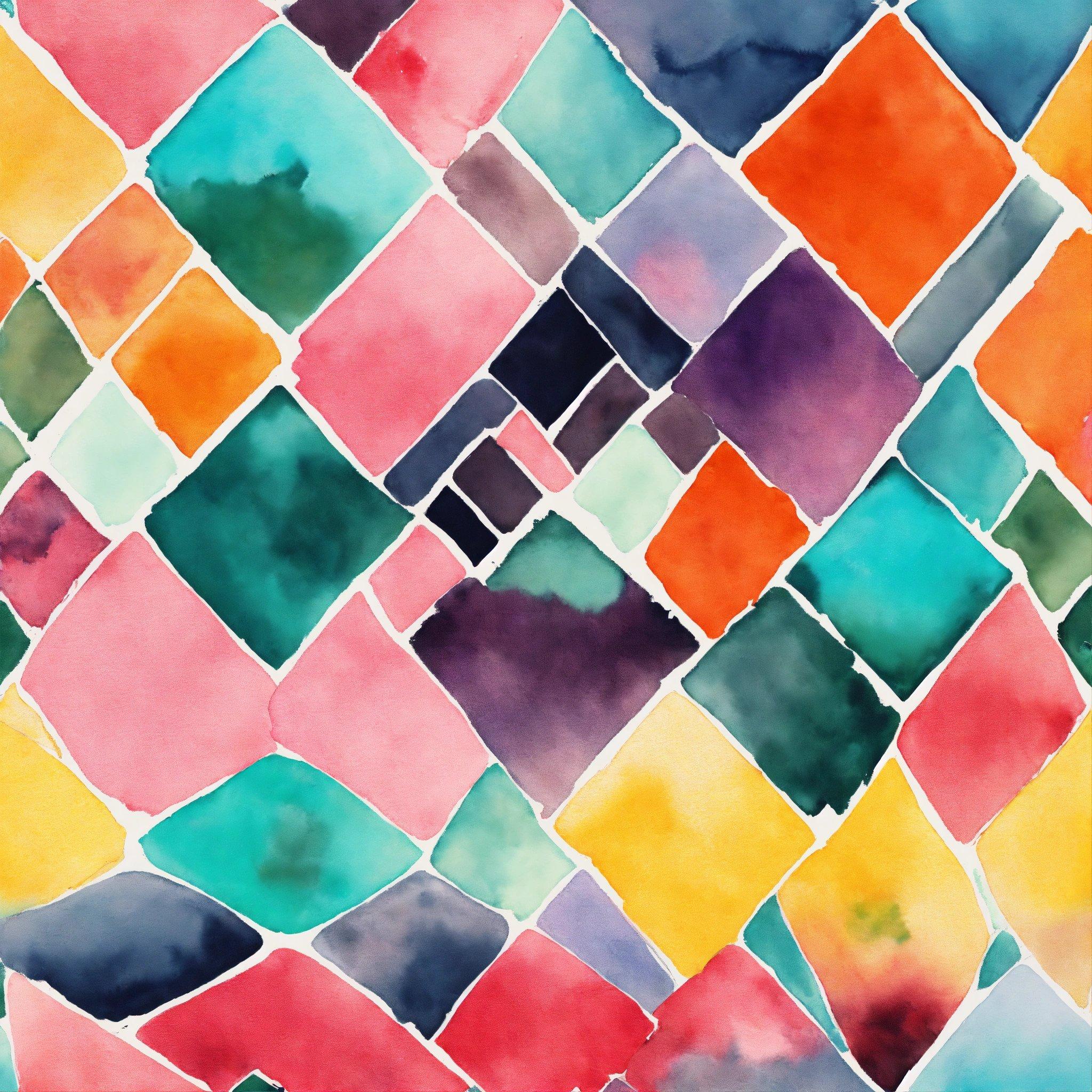 A Painting Of A Multicolored Diamond Pattern