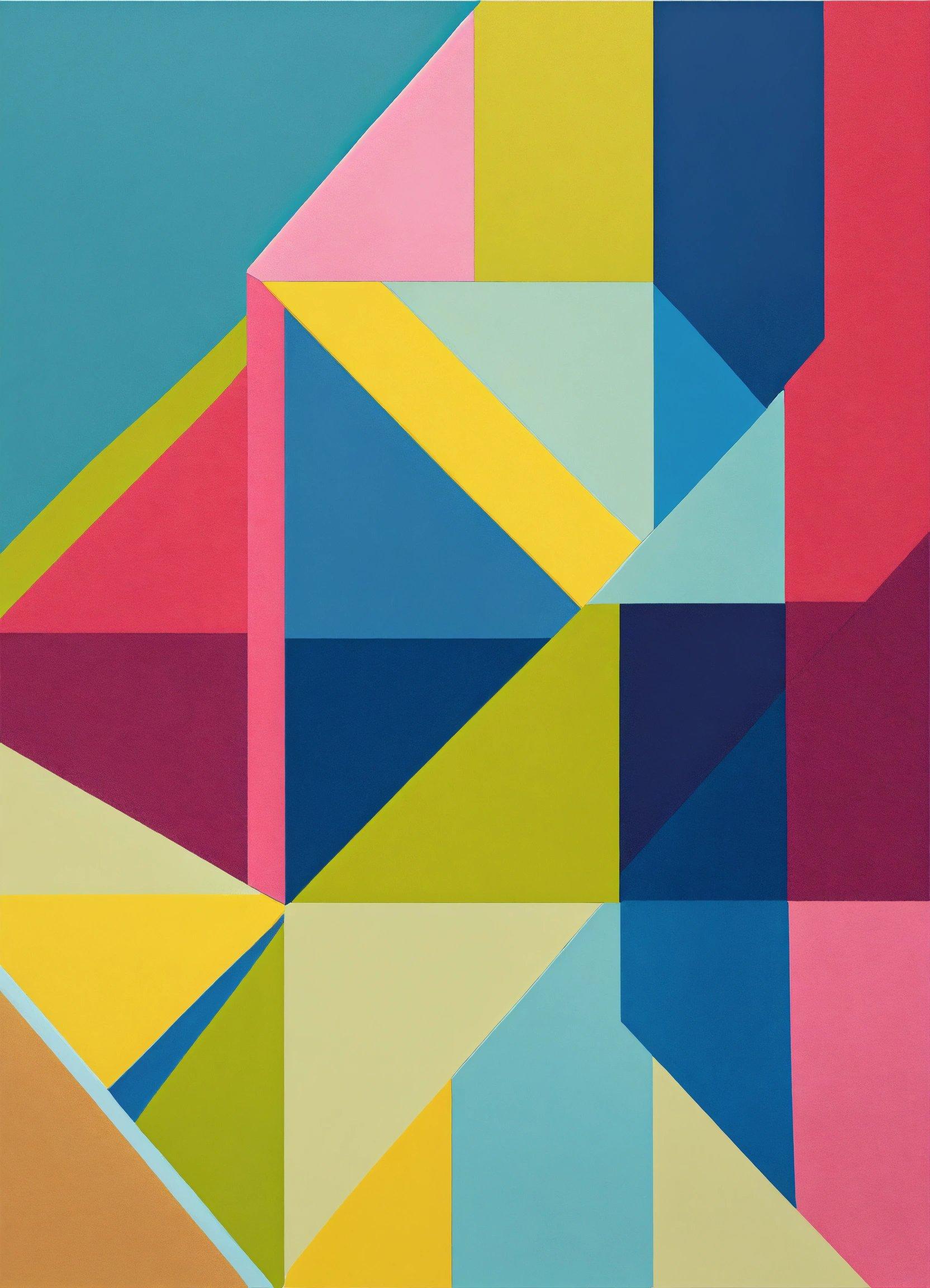 A Painting Of A Multicolored Geometric Design