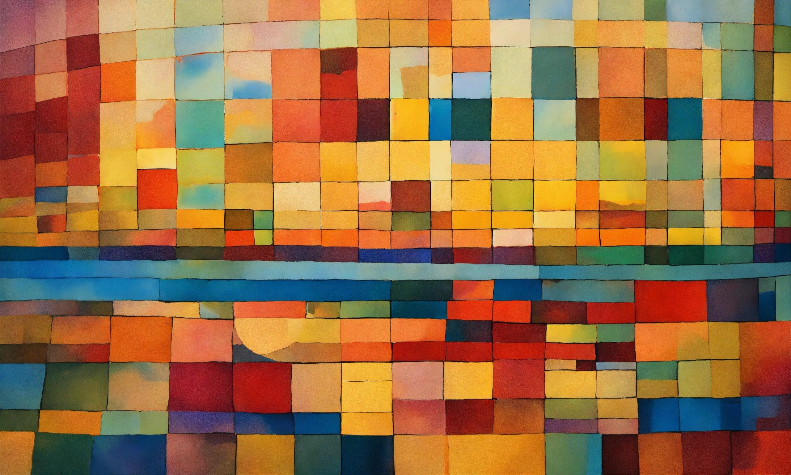 A Painting Of A Multicolored Pattern Of Squares