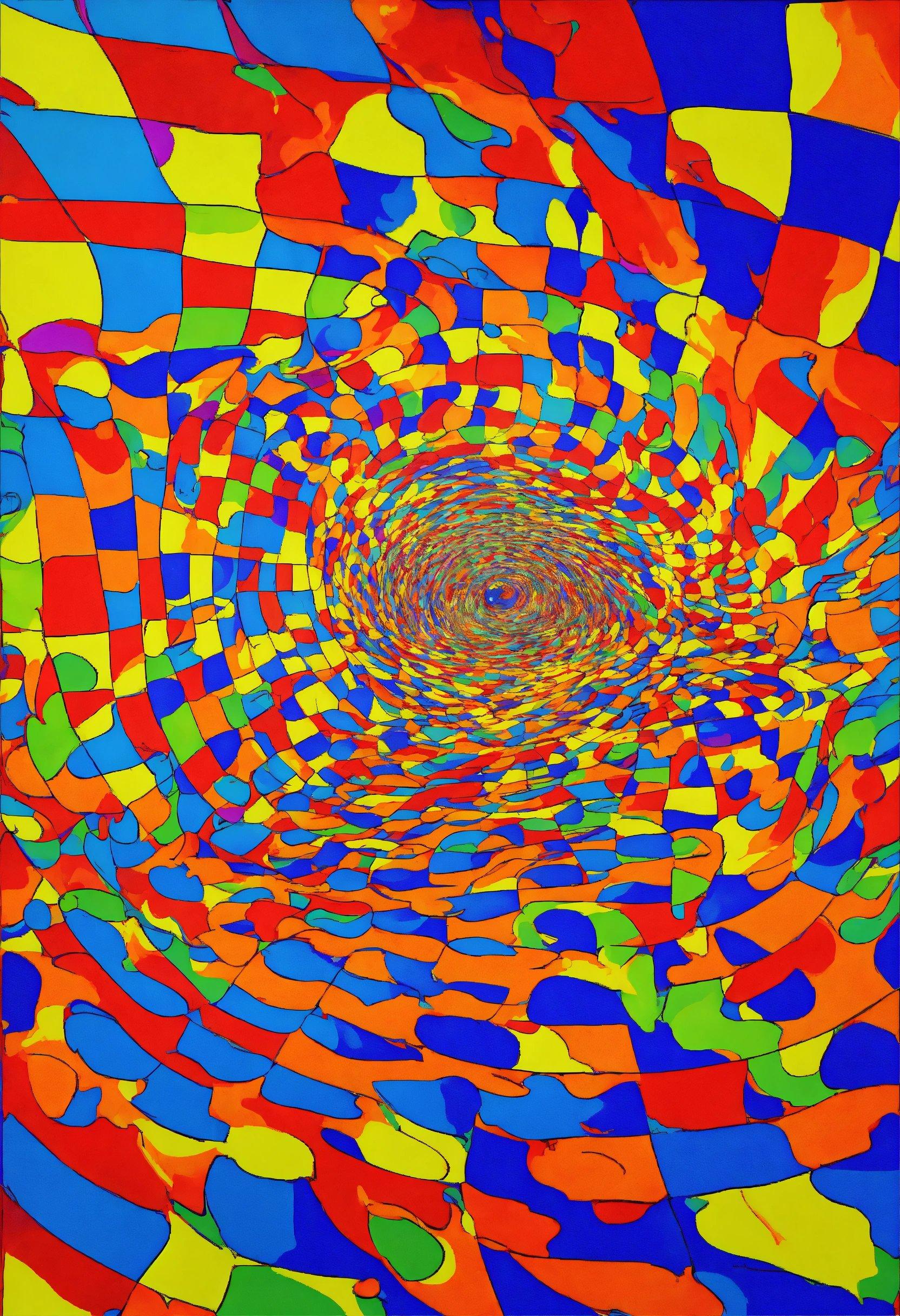 A Painting Of A Multicolored Spiral Design