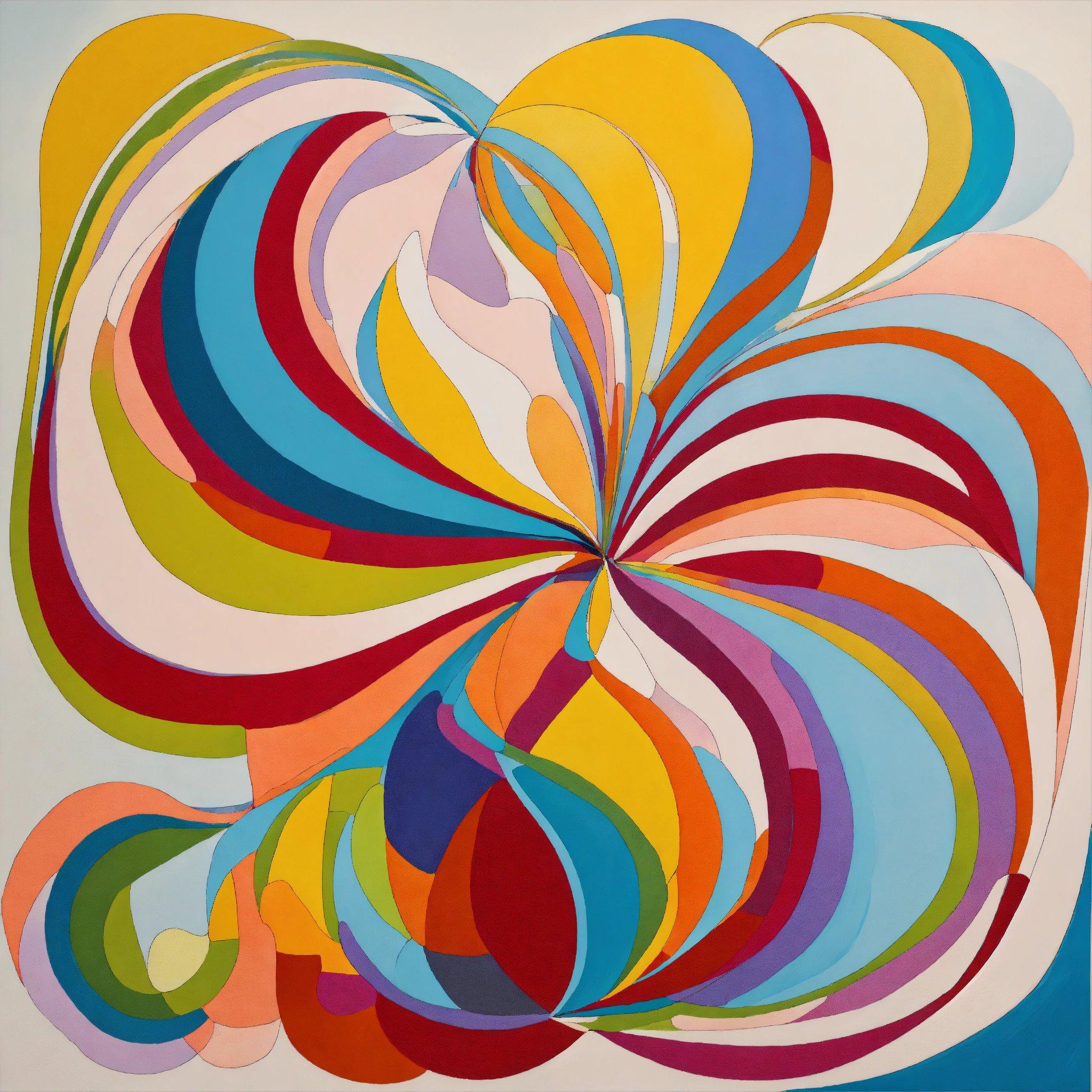 A Painting Of A Multicolored Swirl On A White Background