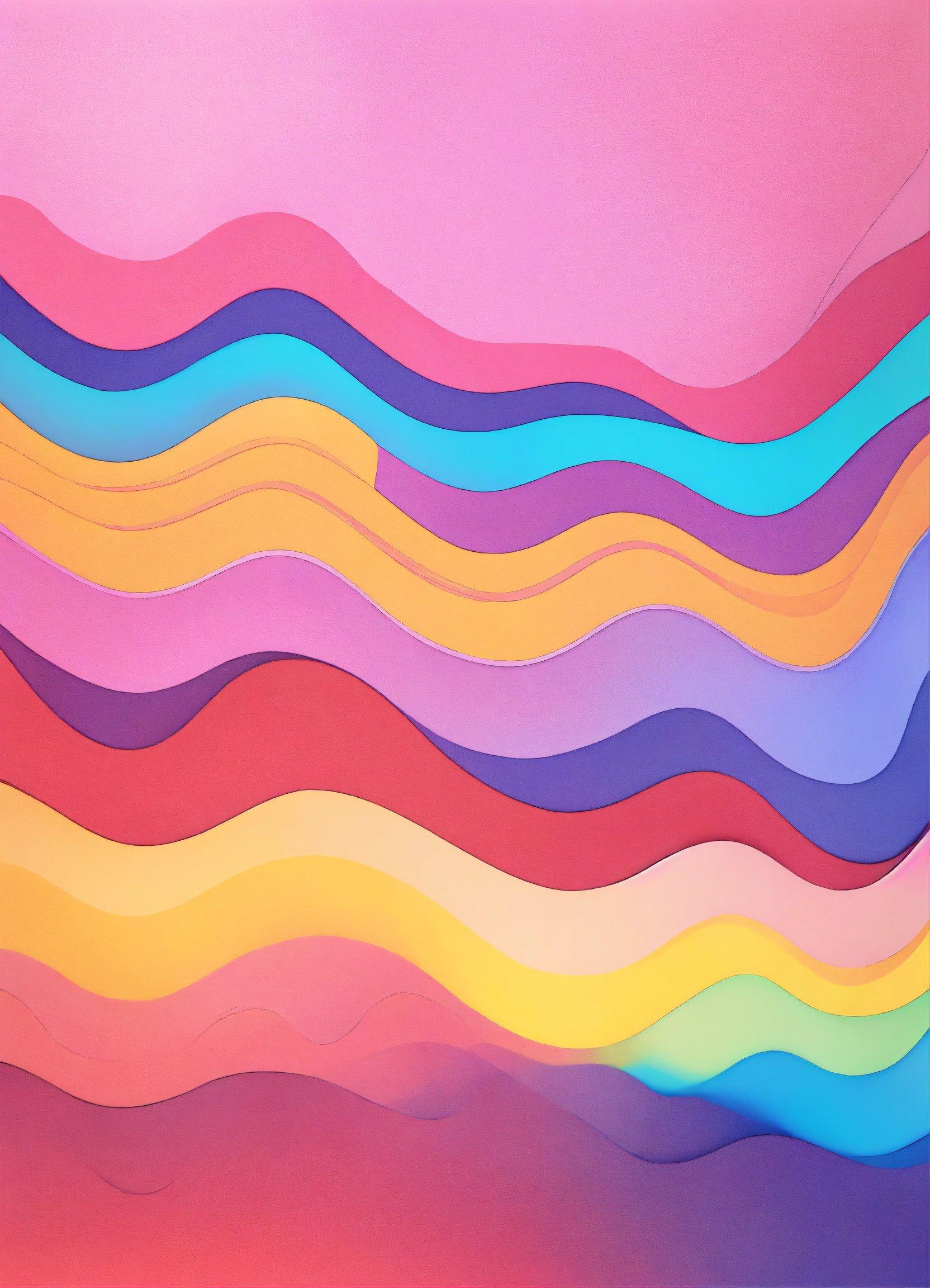 A Painting Of A Multicolored Wave Of Paper