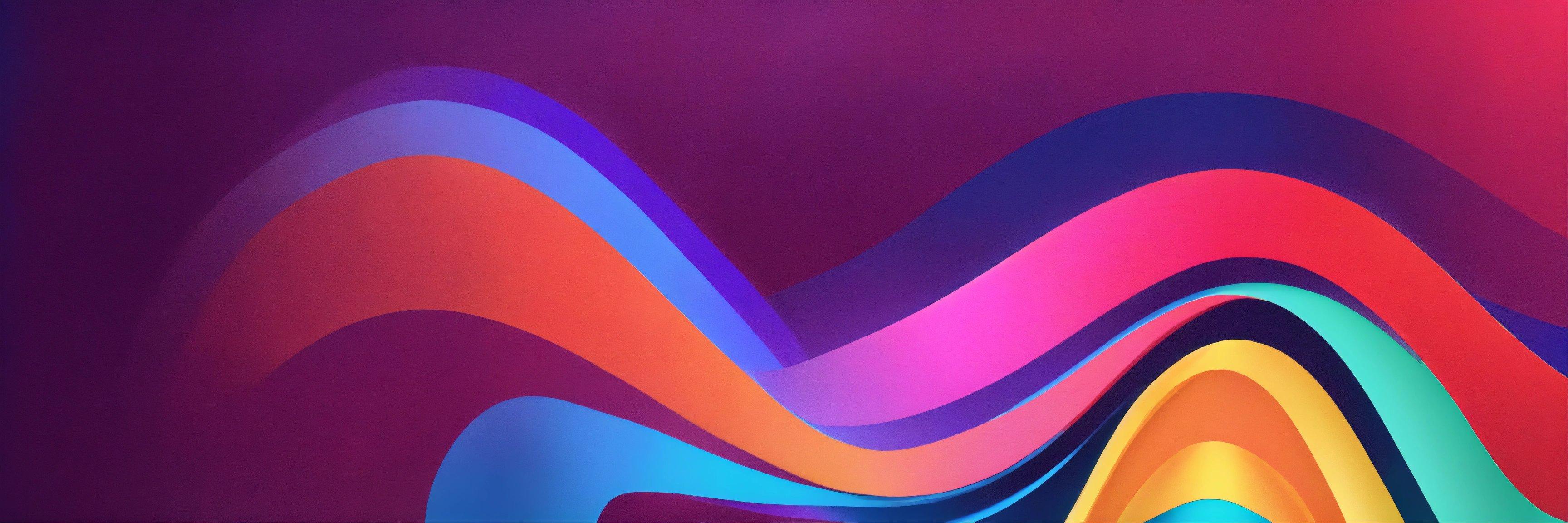 A Painting Of A Multicolored Wave On A Purple Background