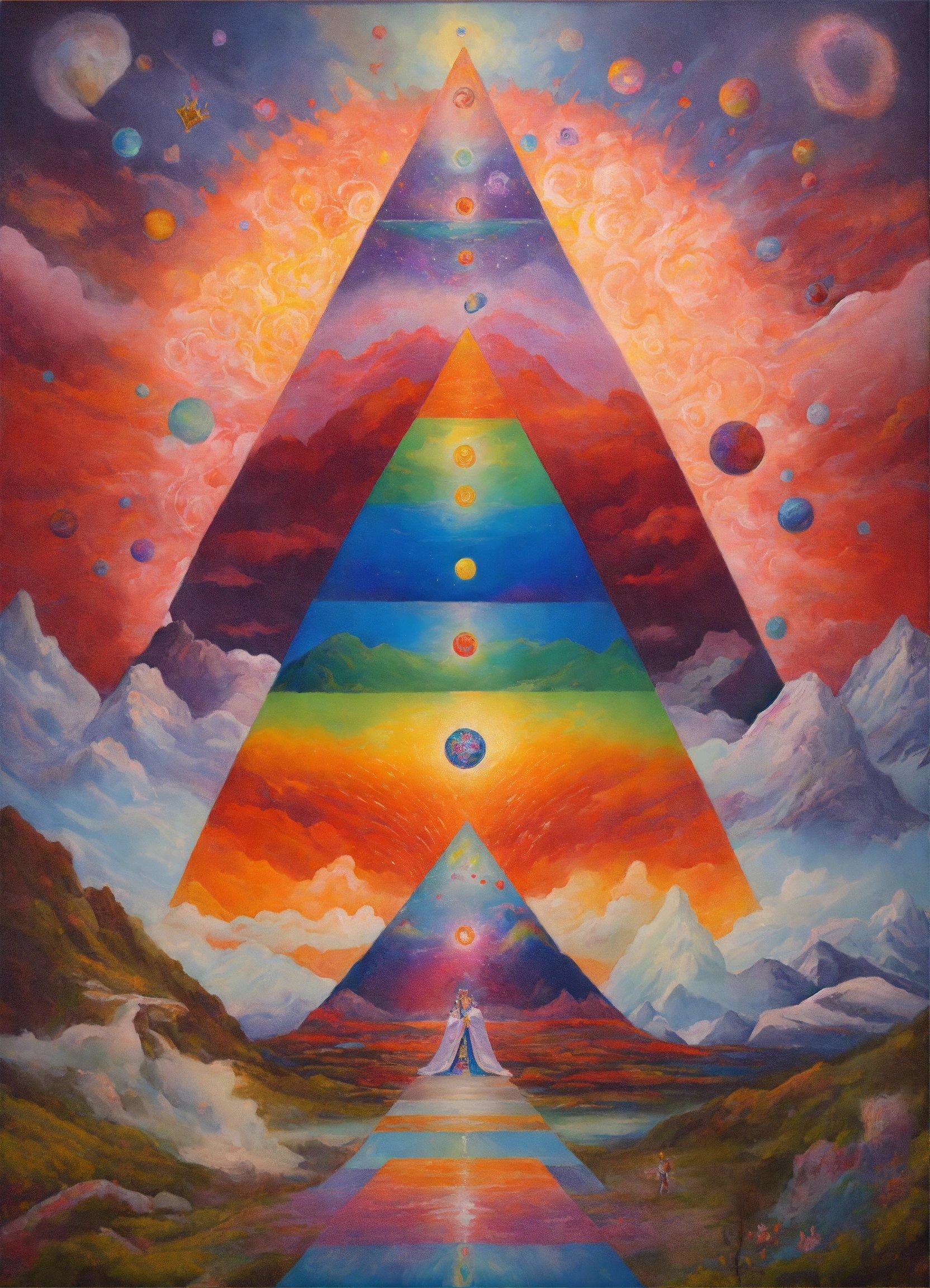 A Painting Of A Person Standing In Front Of A Pyramid