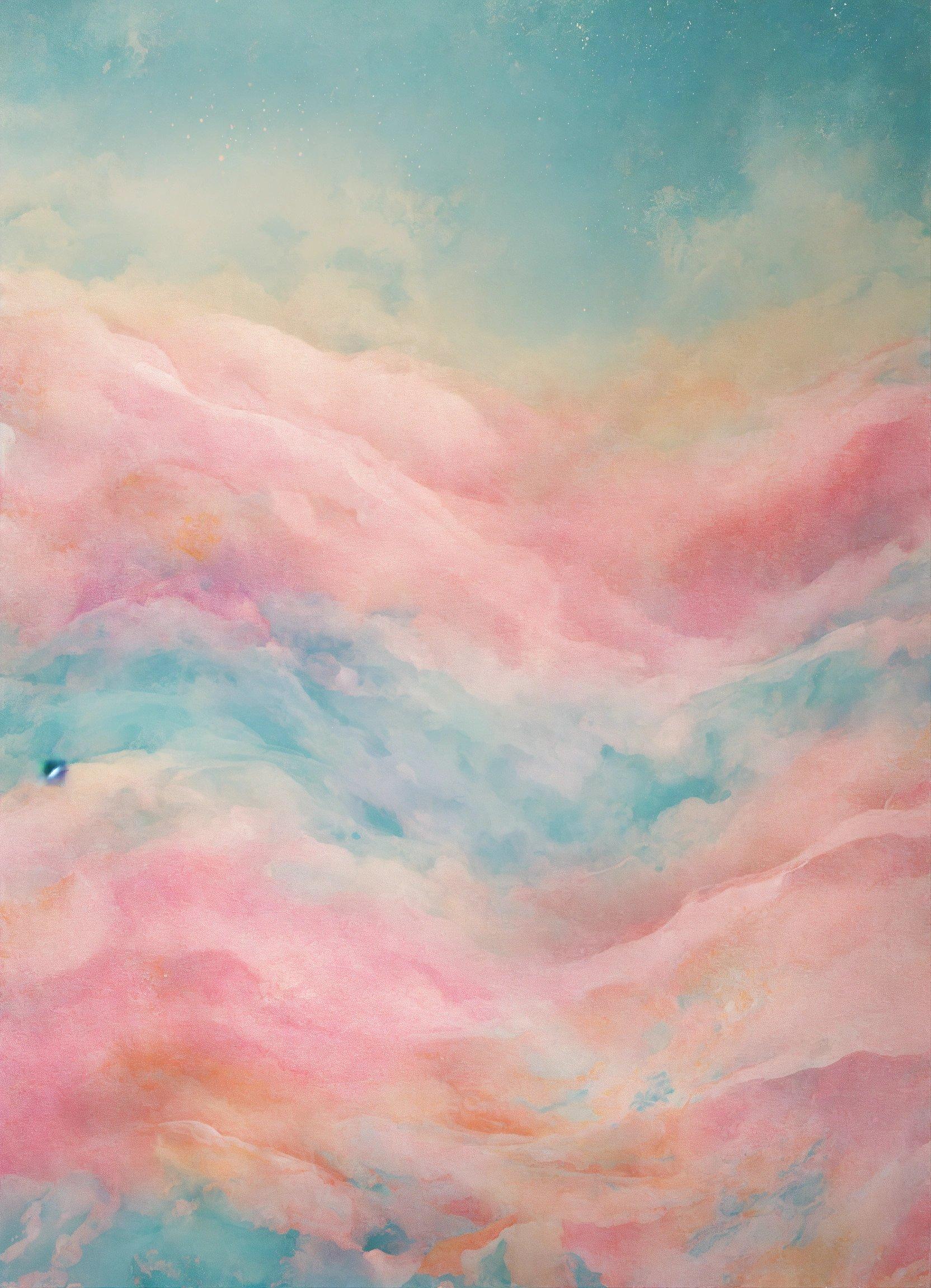 A Painting Of A Pink And Blue Sky