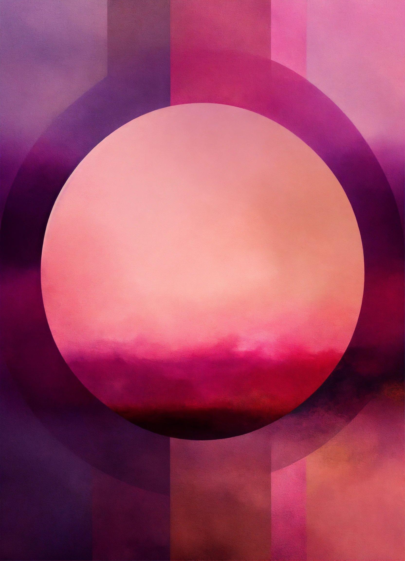 A Painting Of A Pink And Purple Circle