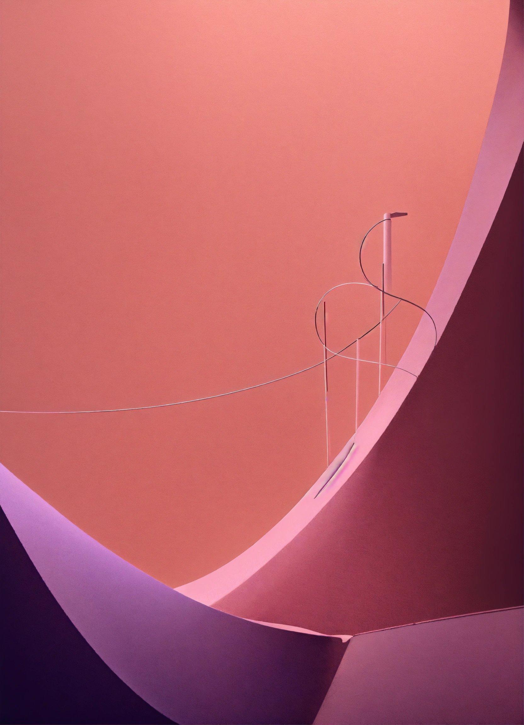 A Painting Of A Pink Wall With A Wire Sticking Out Of It