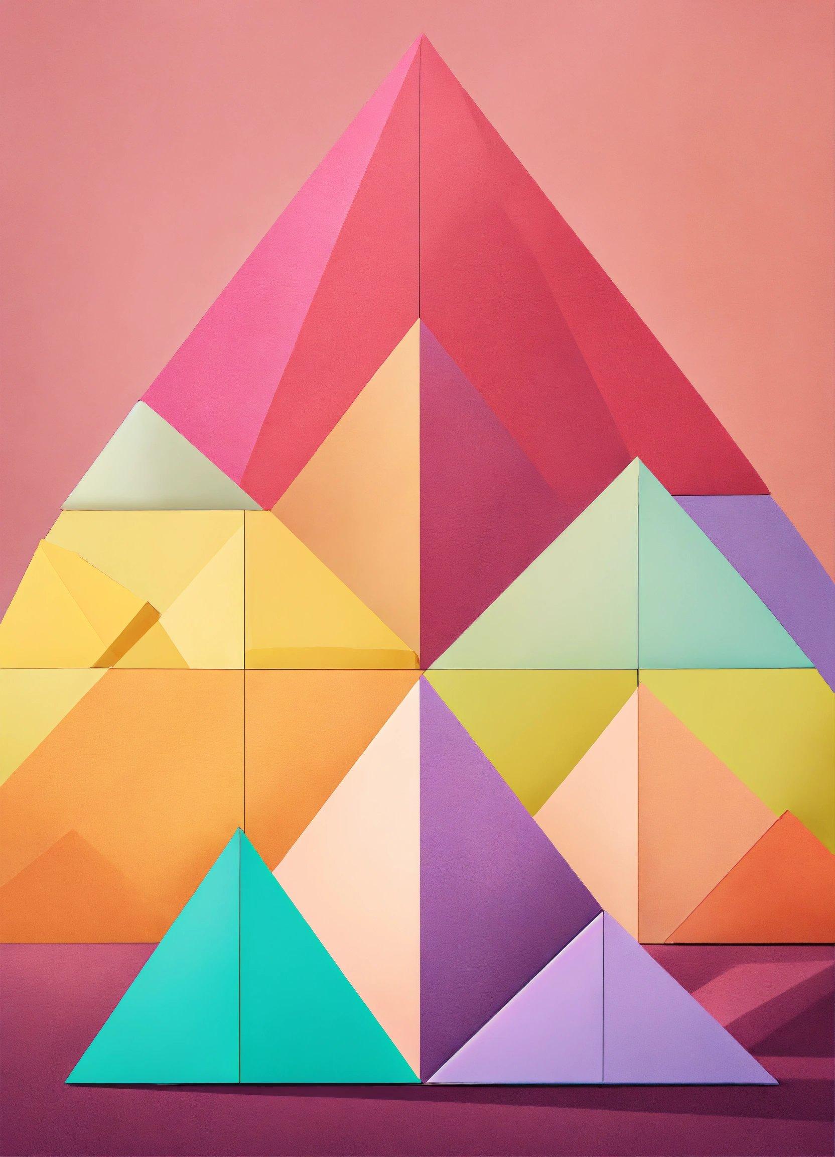 A Painting Of A Pyramid Made Of Different Colors