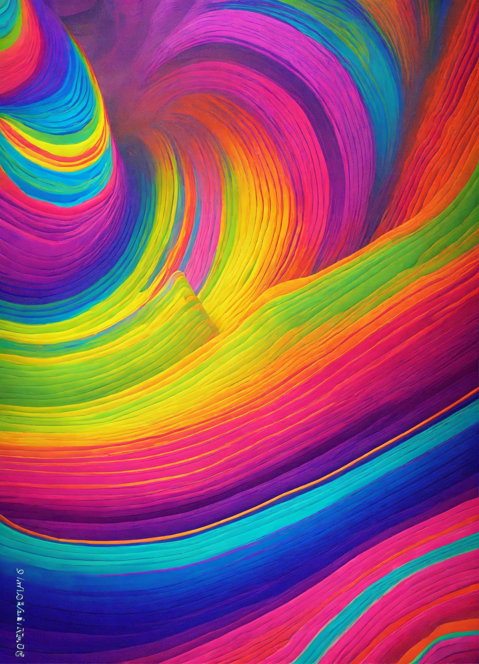 A Painting Of A Rainbow Colored Swirl