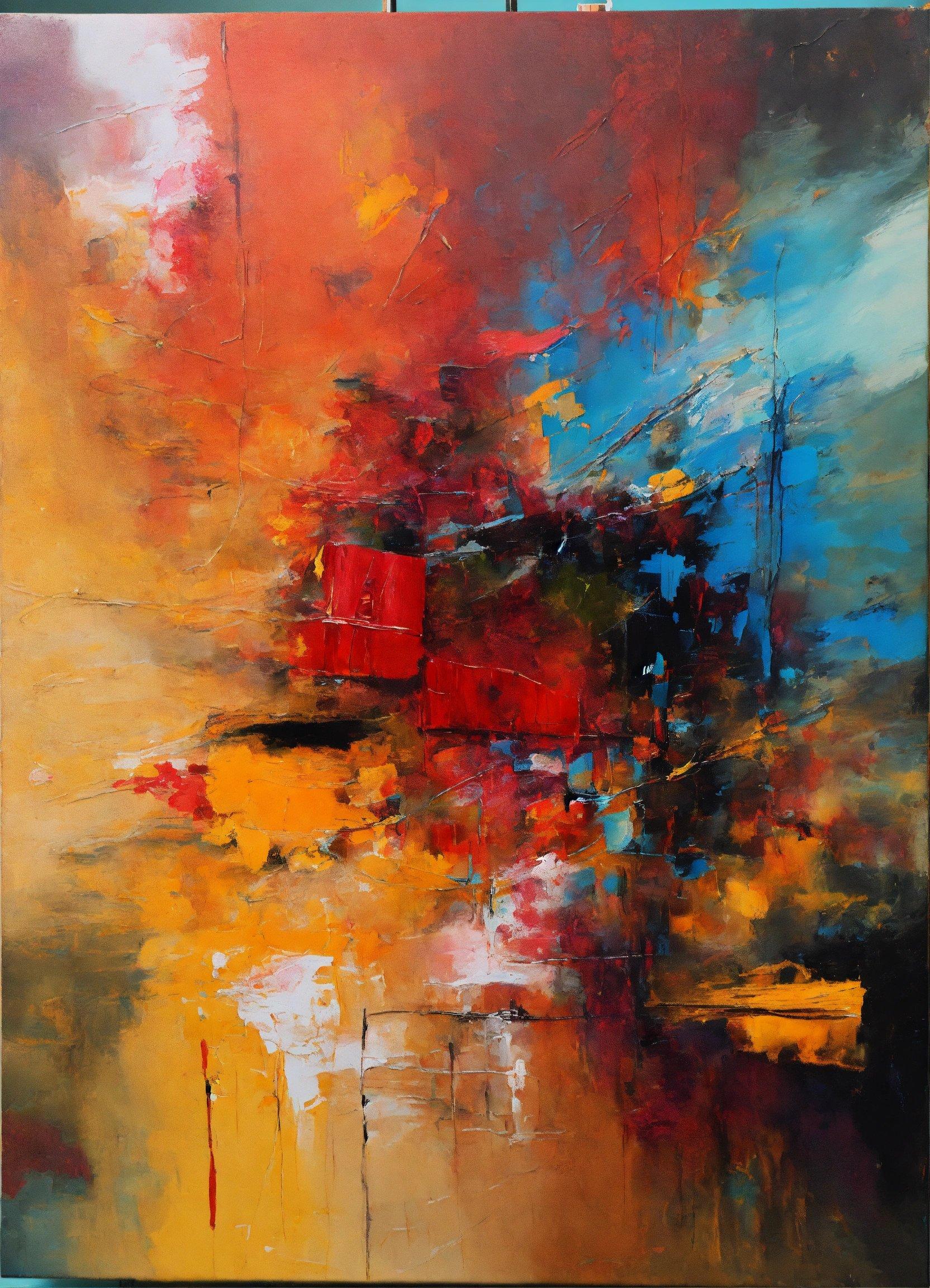 A Painting Of A Red And Yellow Abstract Painting