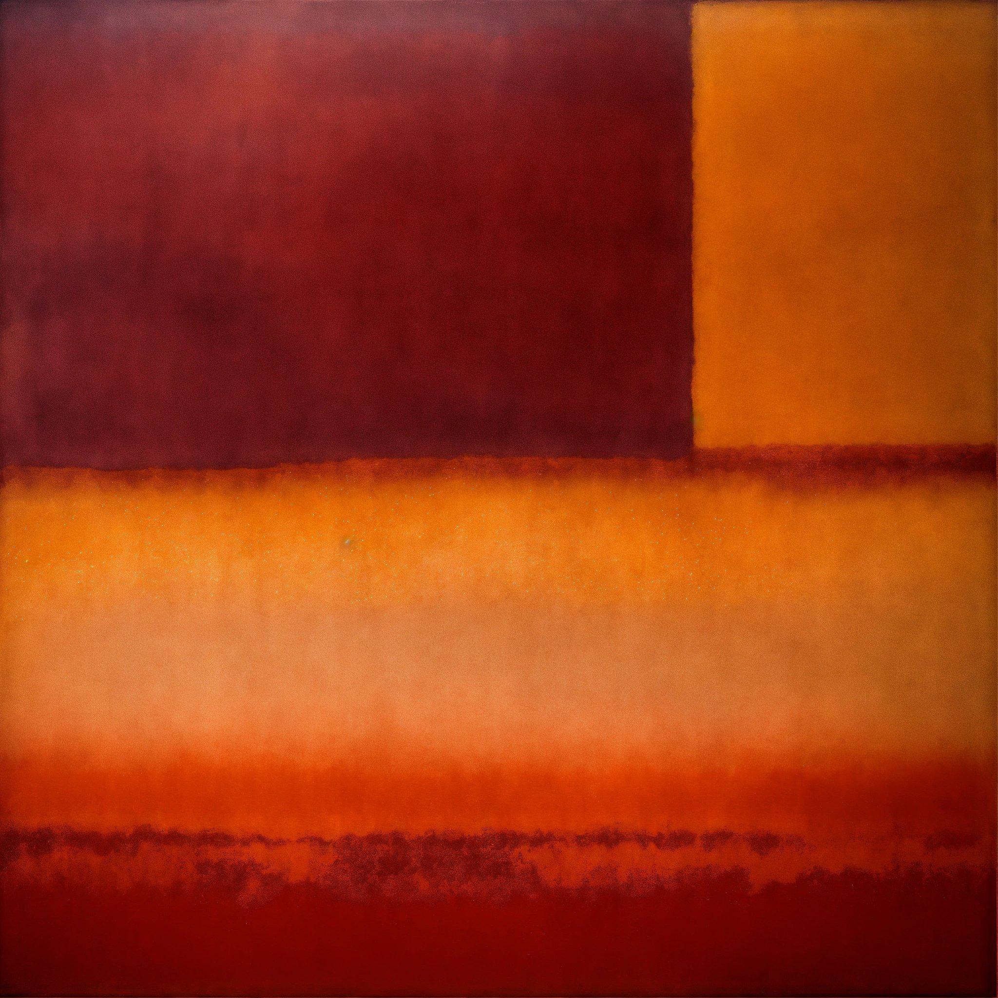 A Painting Of A Red, Orange, And Yellow Rectangle