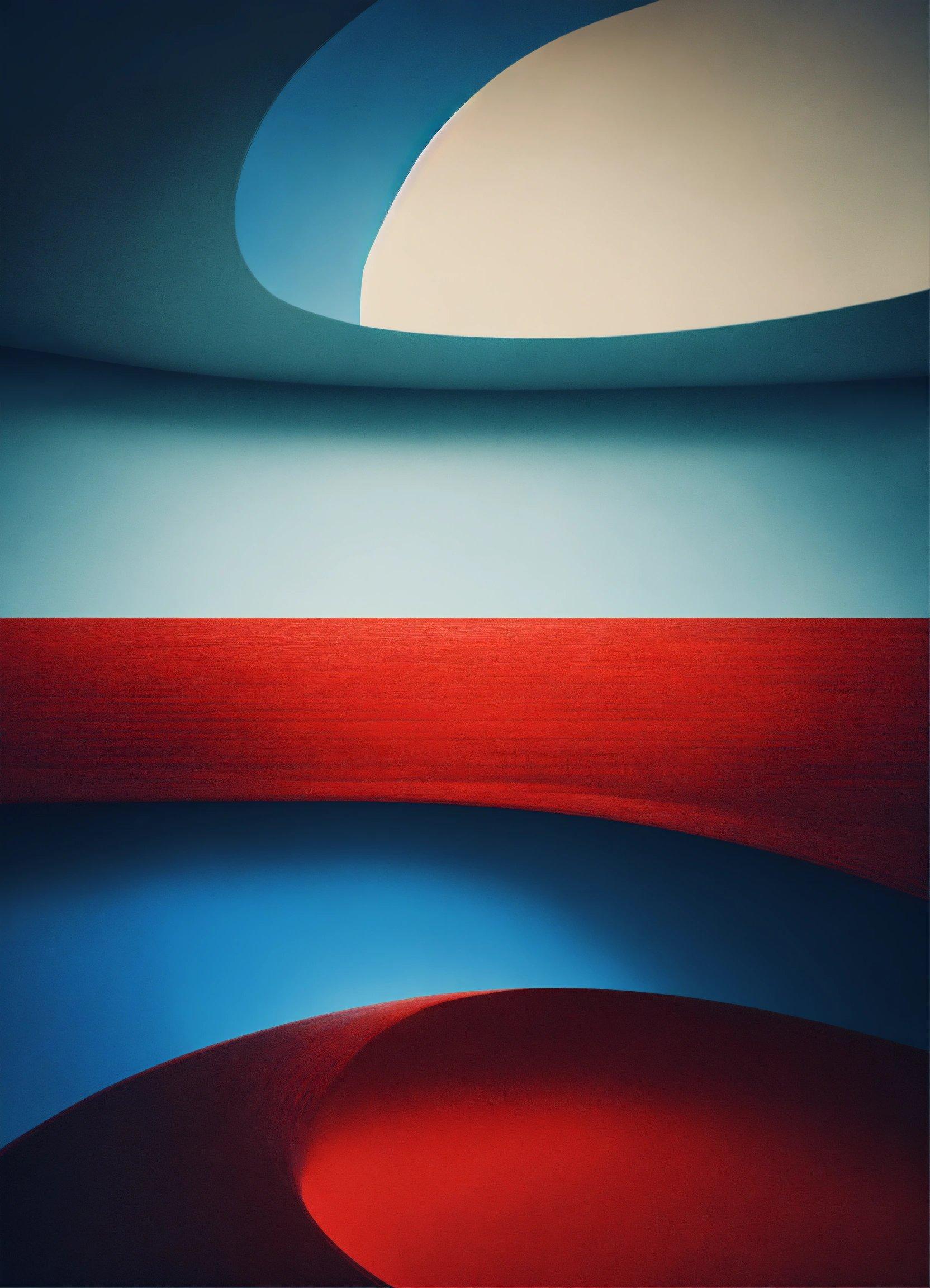 A Painting Of A Red, White, And Blue Background