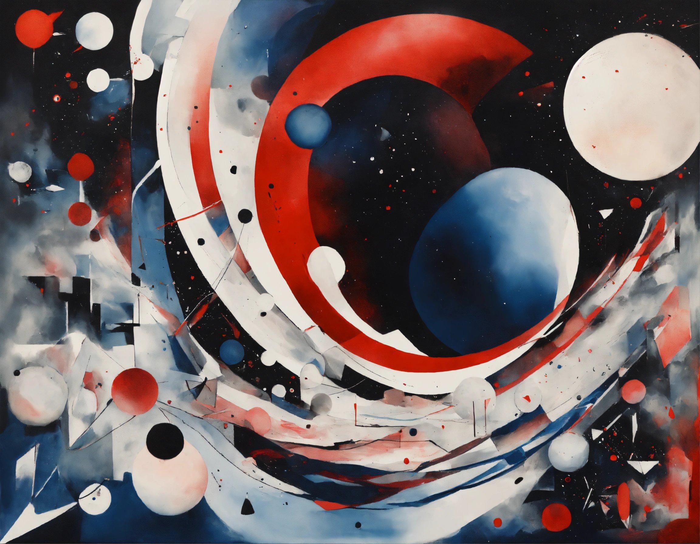 A Painting Of A Red, White, And Blue Design