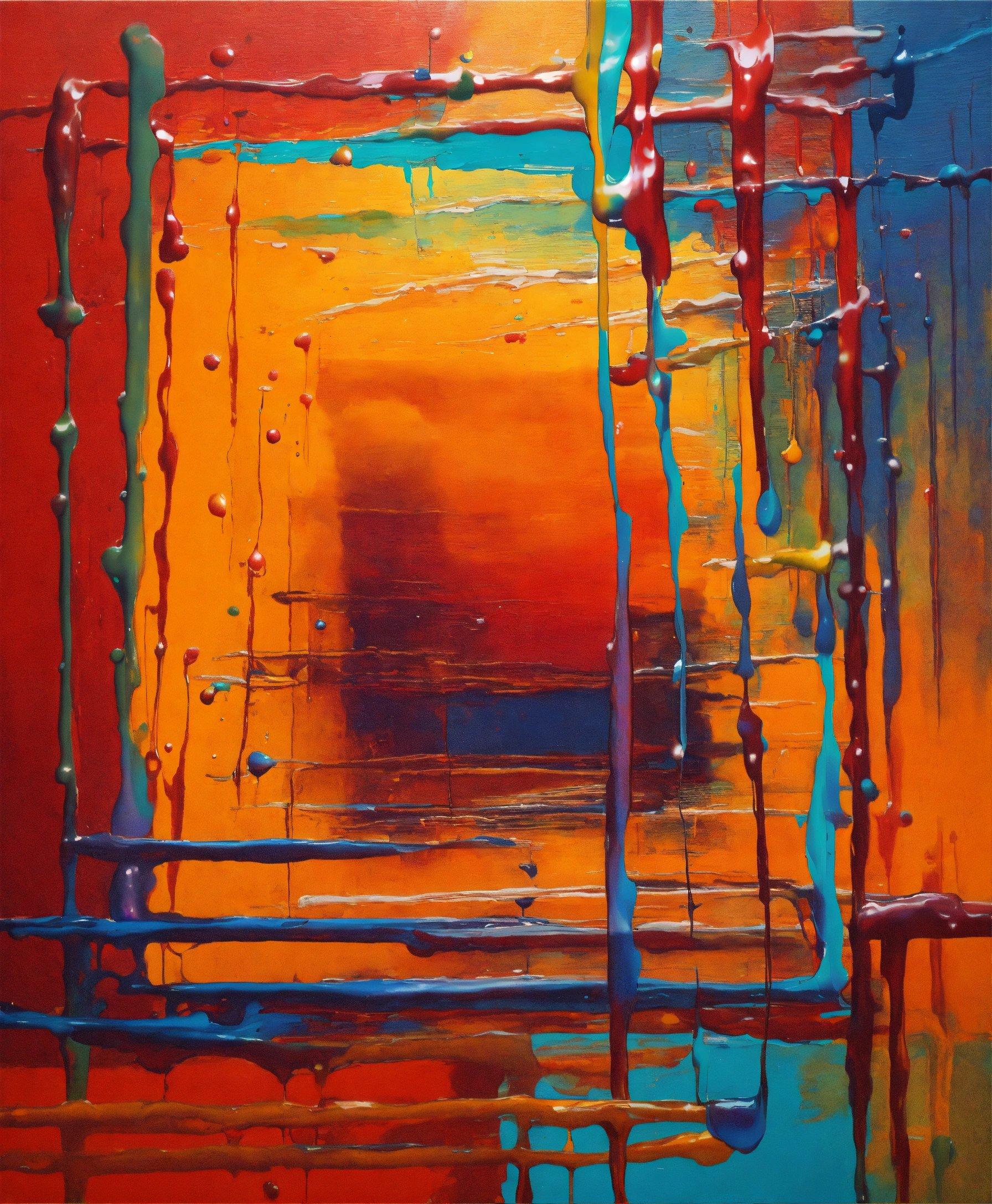 A Painting Of A Red, Yellow, And Blue Abstract Painting