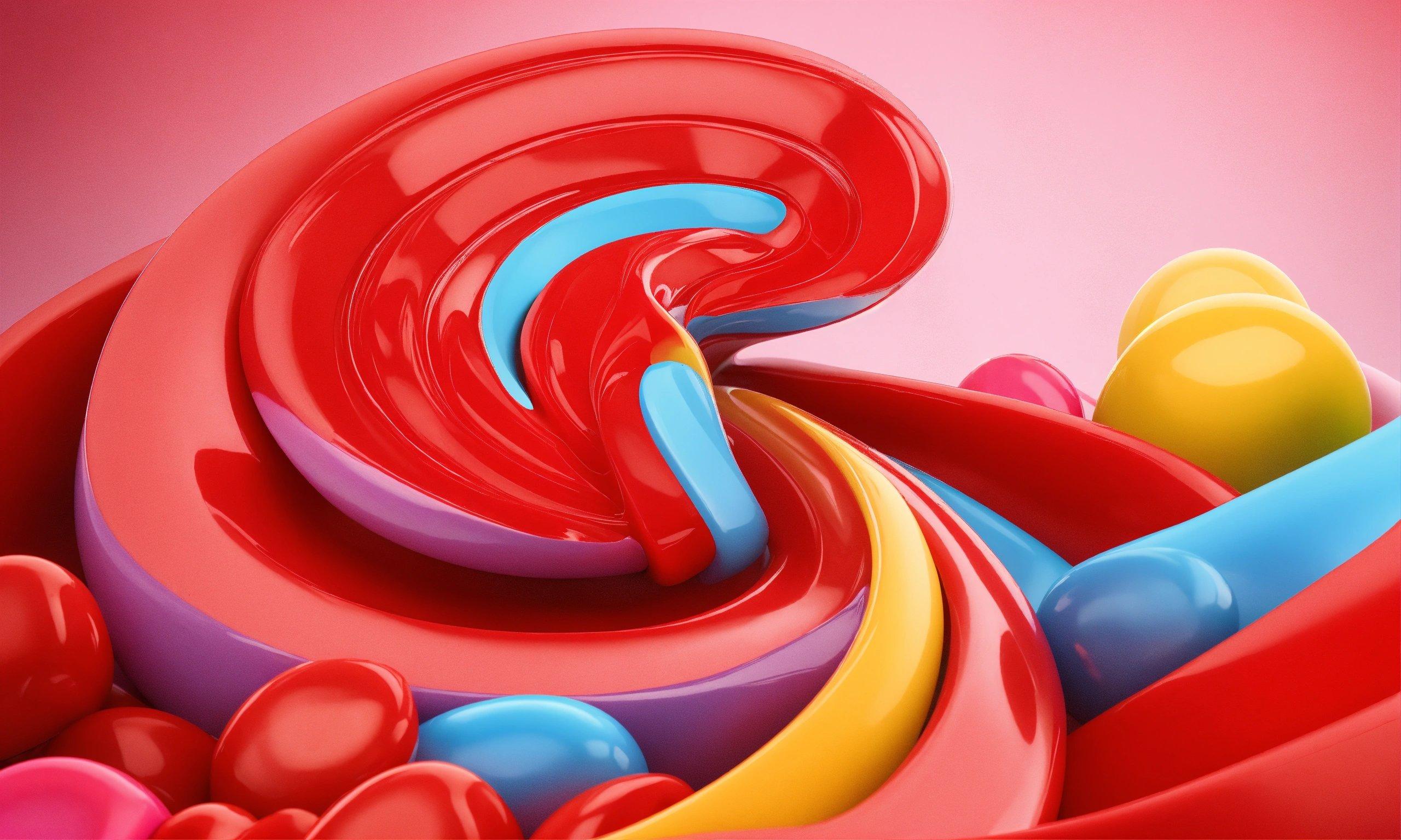 A Painting Of A Red, Yellow, And Blue Swirl