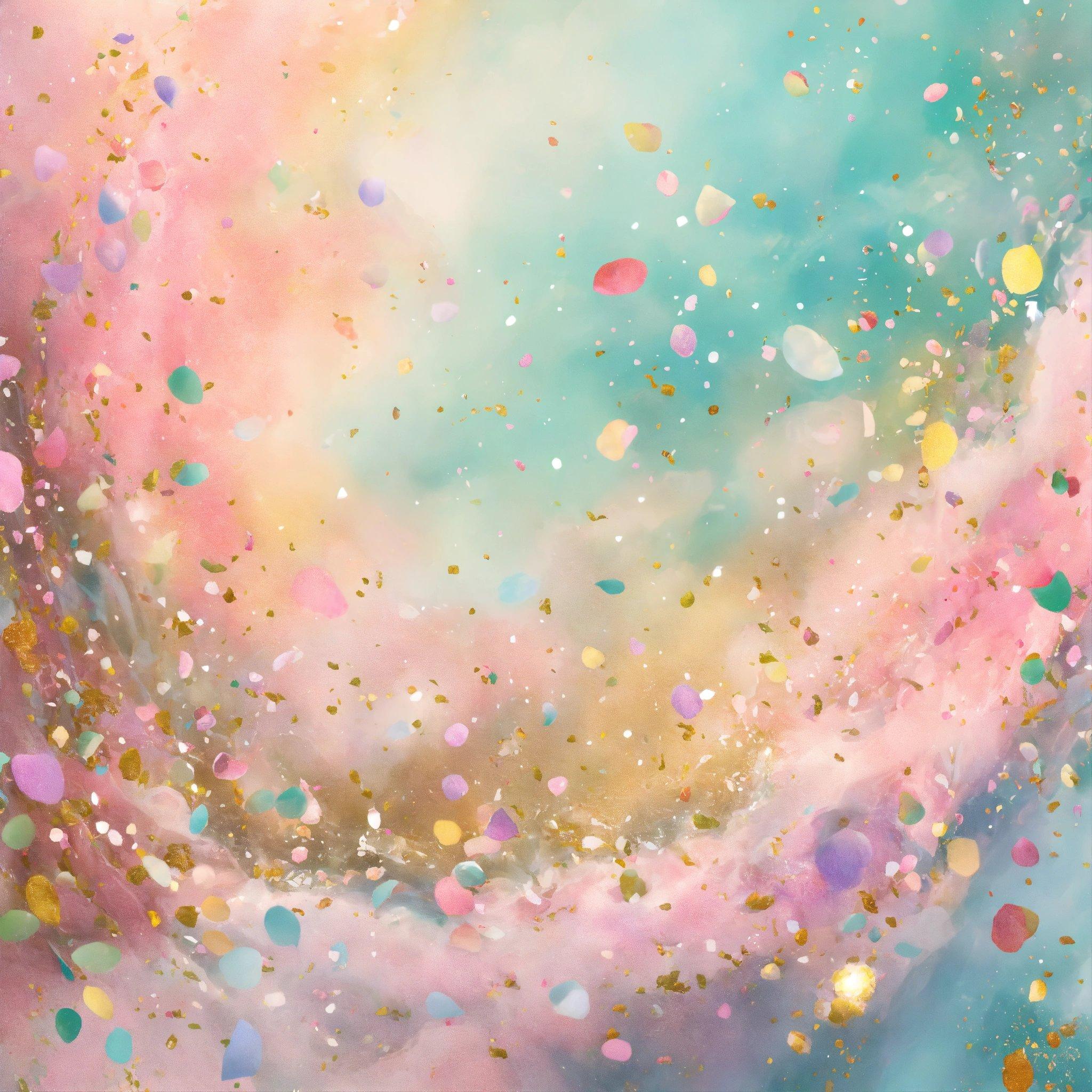 A Painting Of A Sky Filled With Confetti